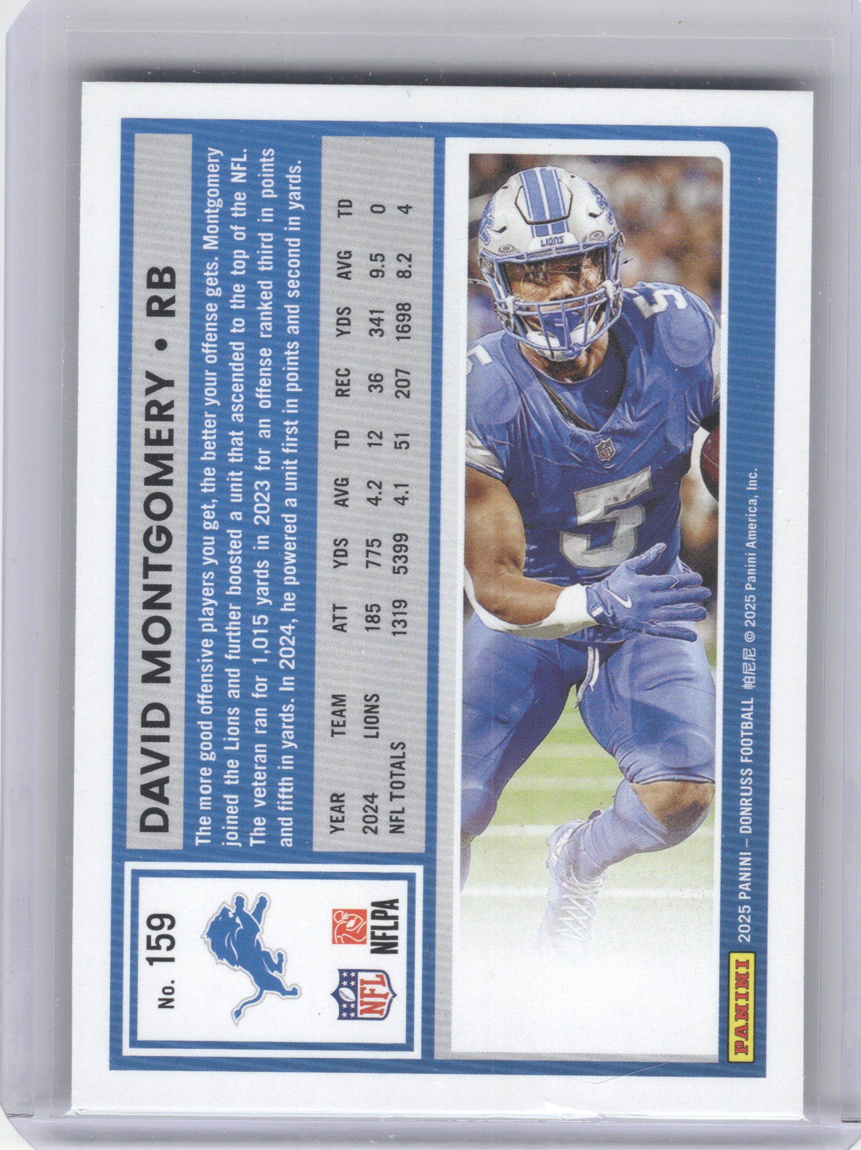 2025 Donruss #159 David Montgomery Press Proofs Green Detroit Lions