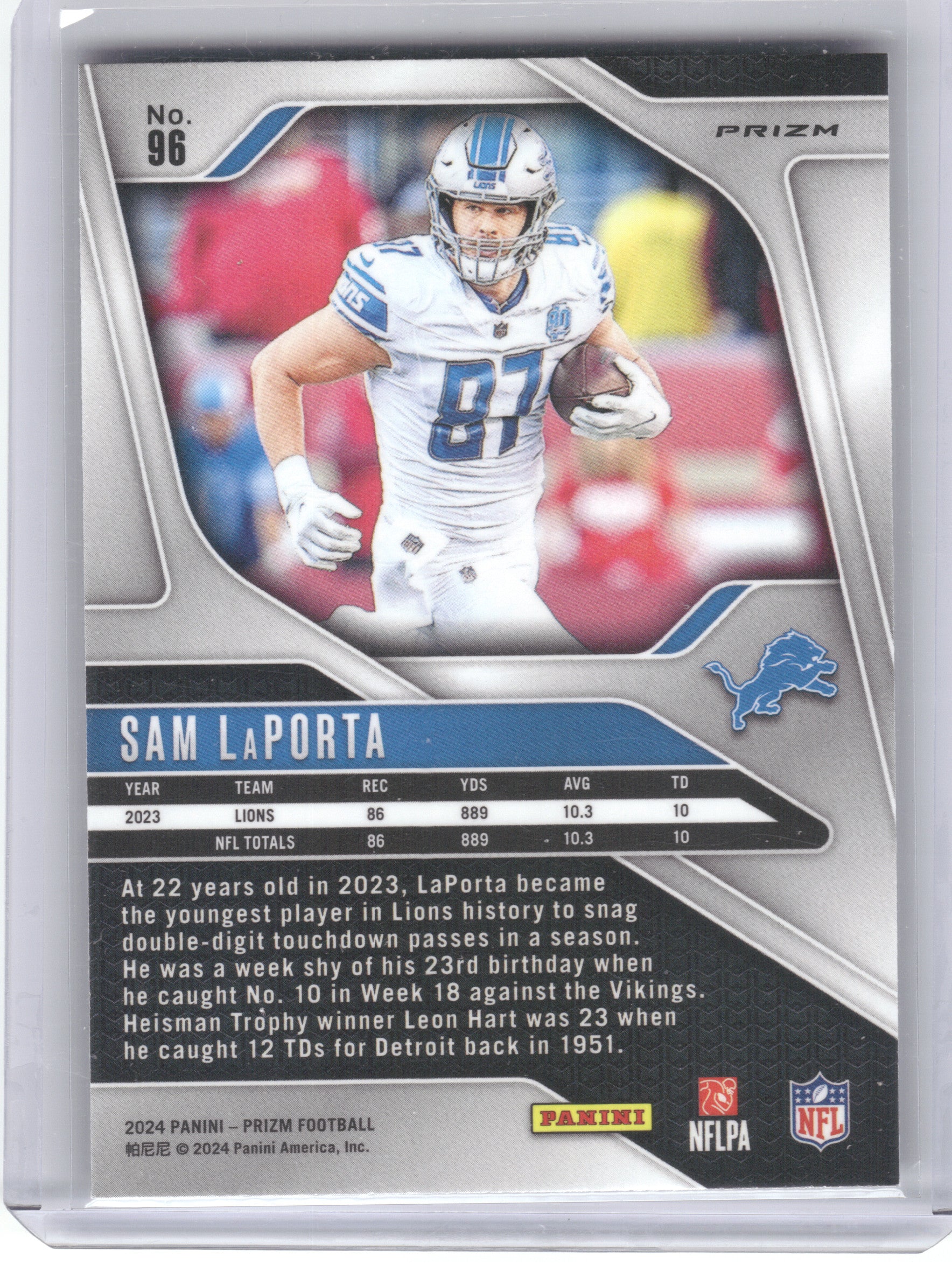 2024 Panini Prizm #96 Sam LaPorta Black and White Checker Detroit Lions