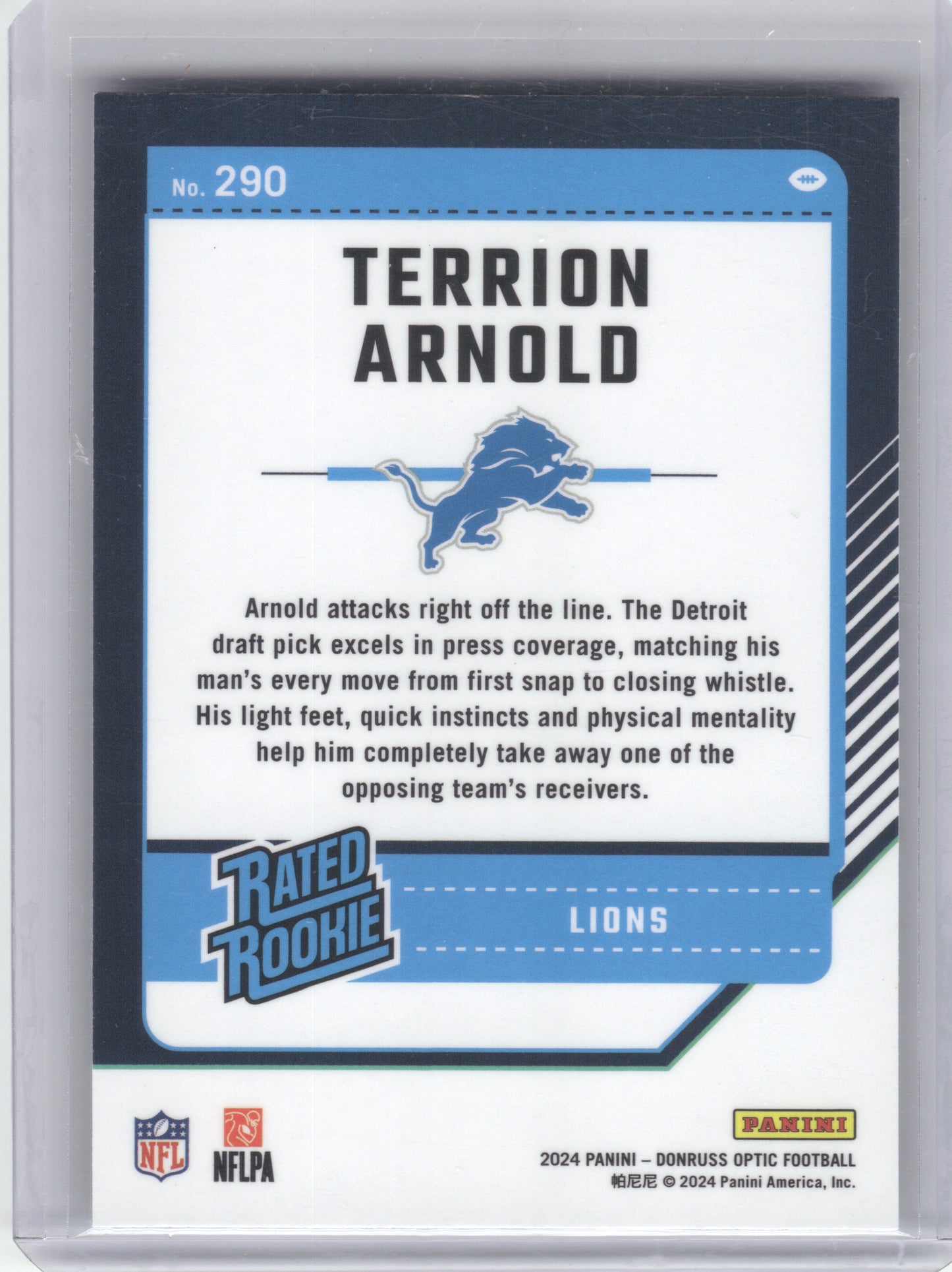 2024 Donruss Optic #290 Terrion Arnold Detroit Lions RC