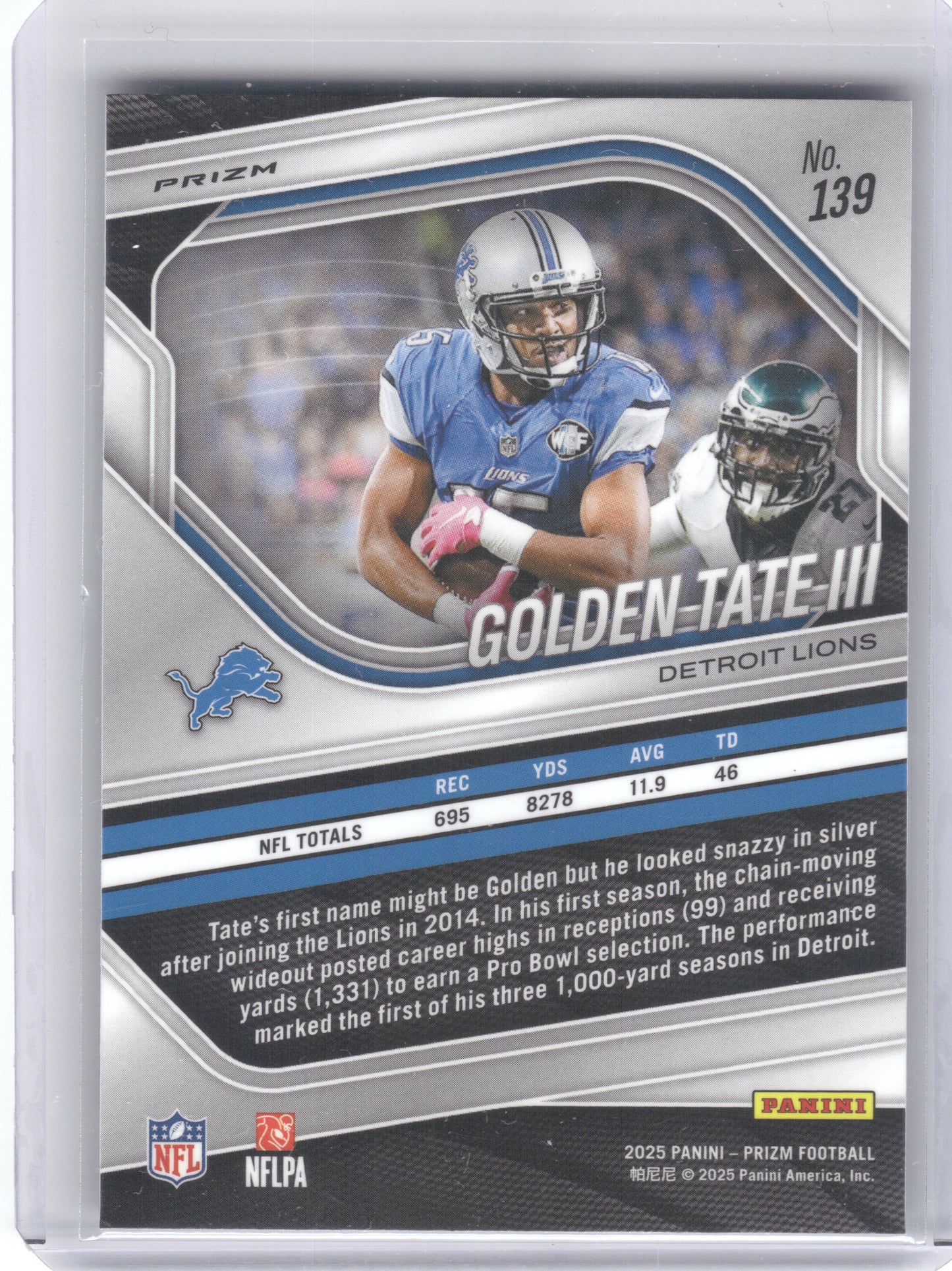 2025 Panini Prizm #139 Golden Tate III Neon Green Pulsar Detroit Lions