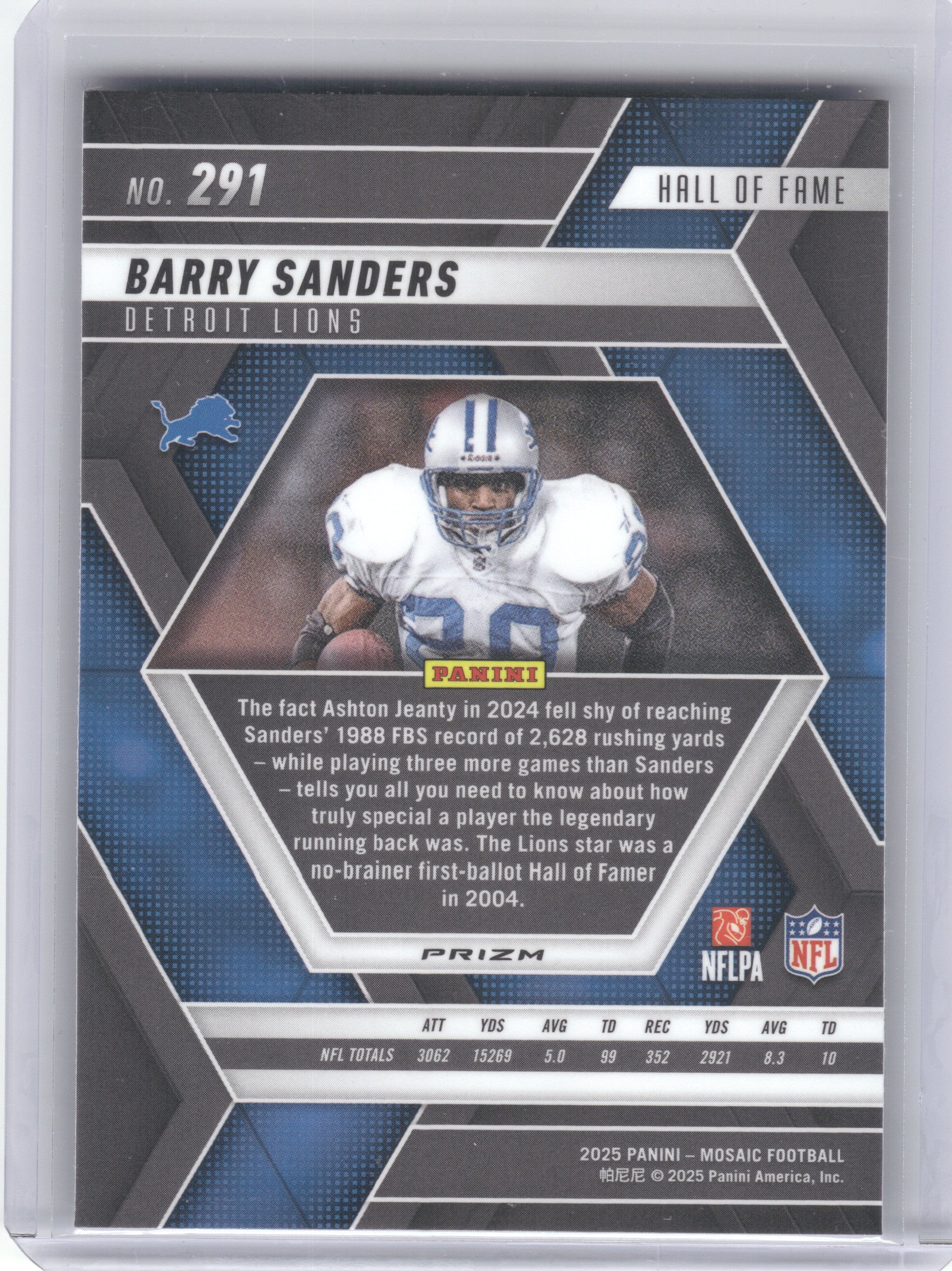 2025 Panini Mosaic #291 Barry Sanders Mosaic Green Detroit Lions