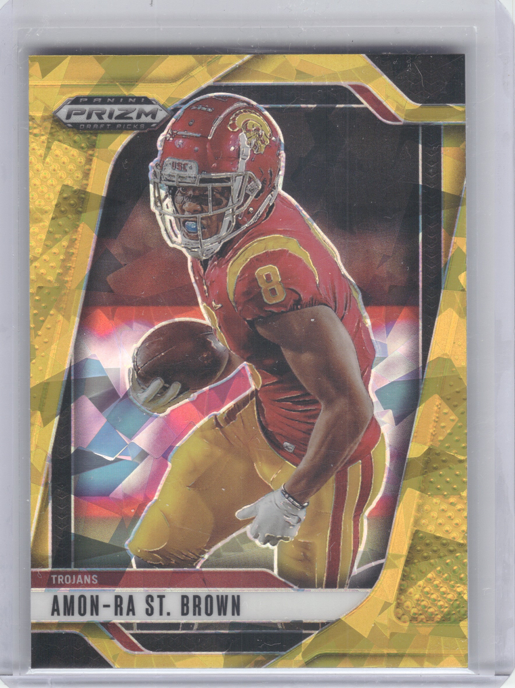 2025 Panini Prizm Draft Picks #199 Amon-Ra St. Brown Prizms Gold Ice USC Trojans