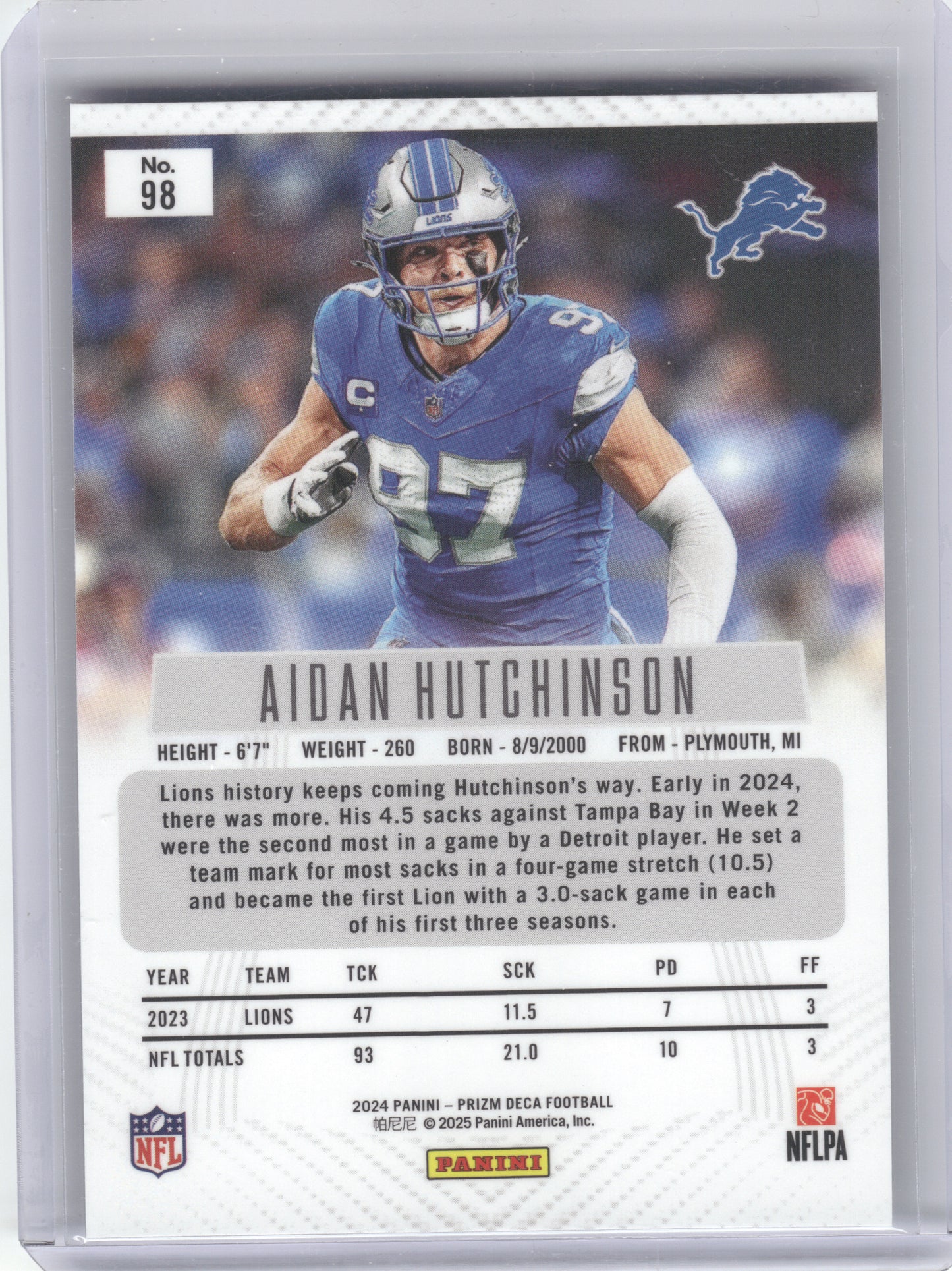 2024 Panini Prizm Deca #98 Aidan Hutchinson Detroit Lions