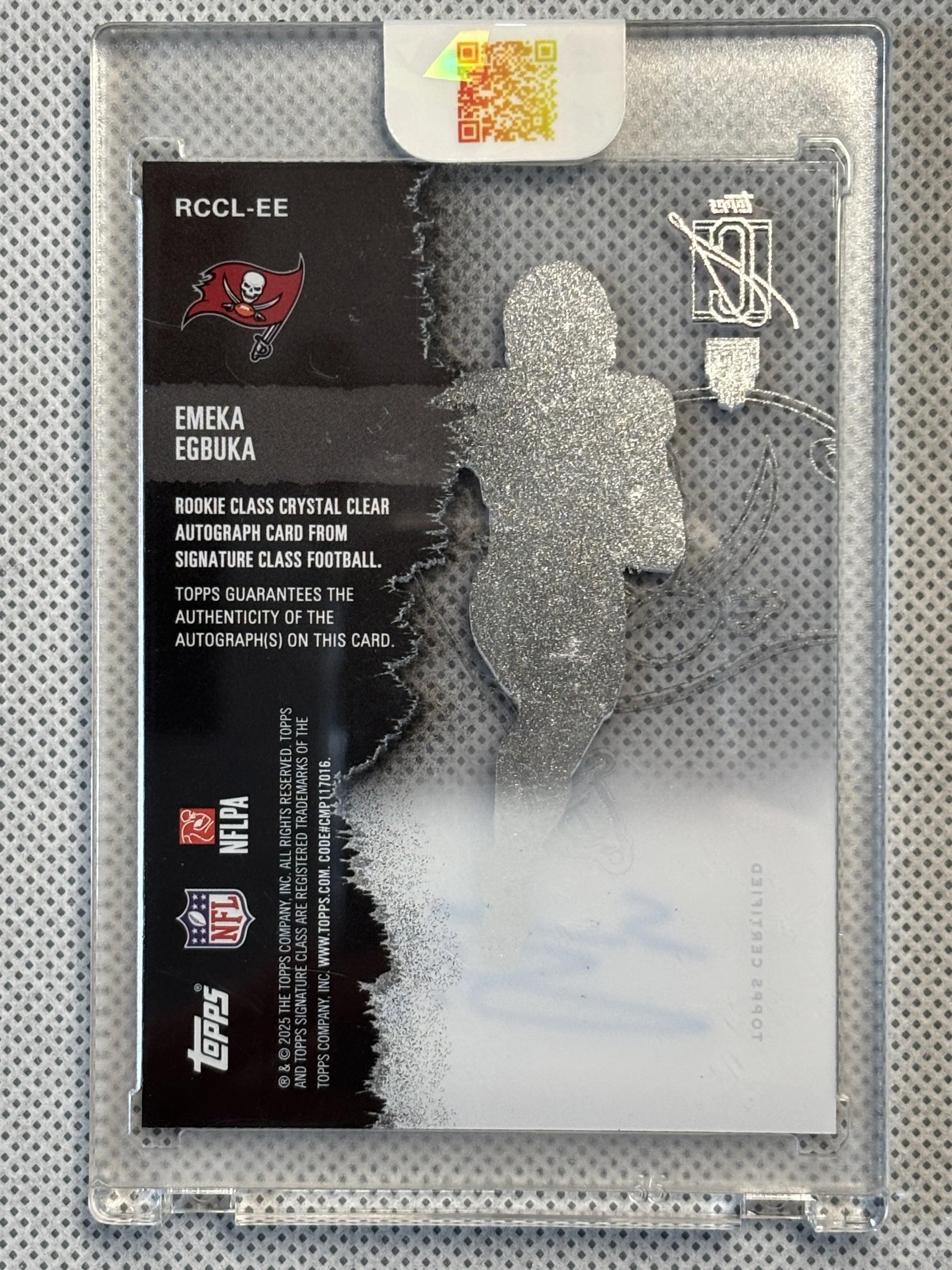 2025 Topps Signature Class #RCCL-EE Emeka Egbuka Rookie Class Crystal Clear Autographs Tampa Bay Buccaneers AU