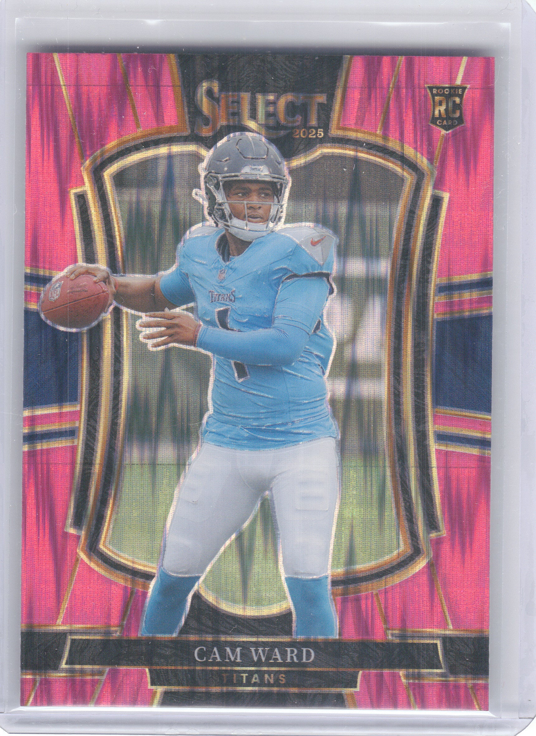 2025 Panini Select #126 Cam Ward Pink Prizm Shock Tennessee Titans RC