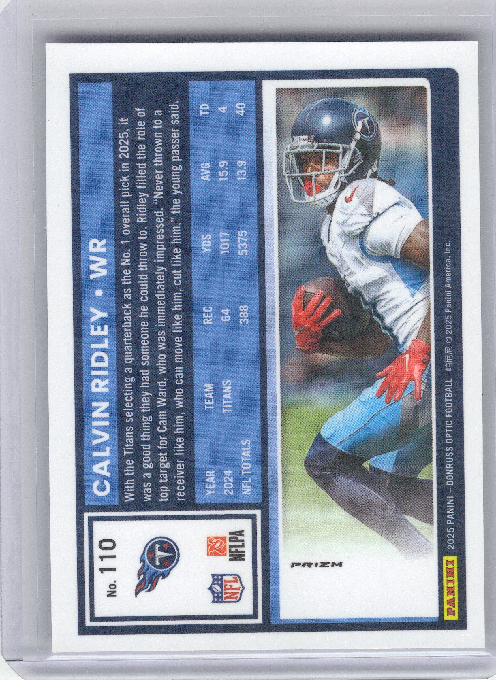 2025 Donruss Optic #110 Calvin Ridley Holo Tennessee Titans