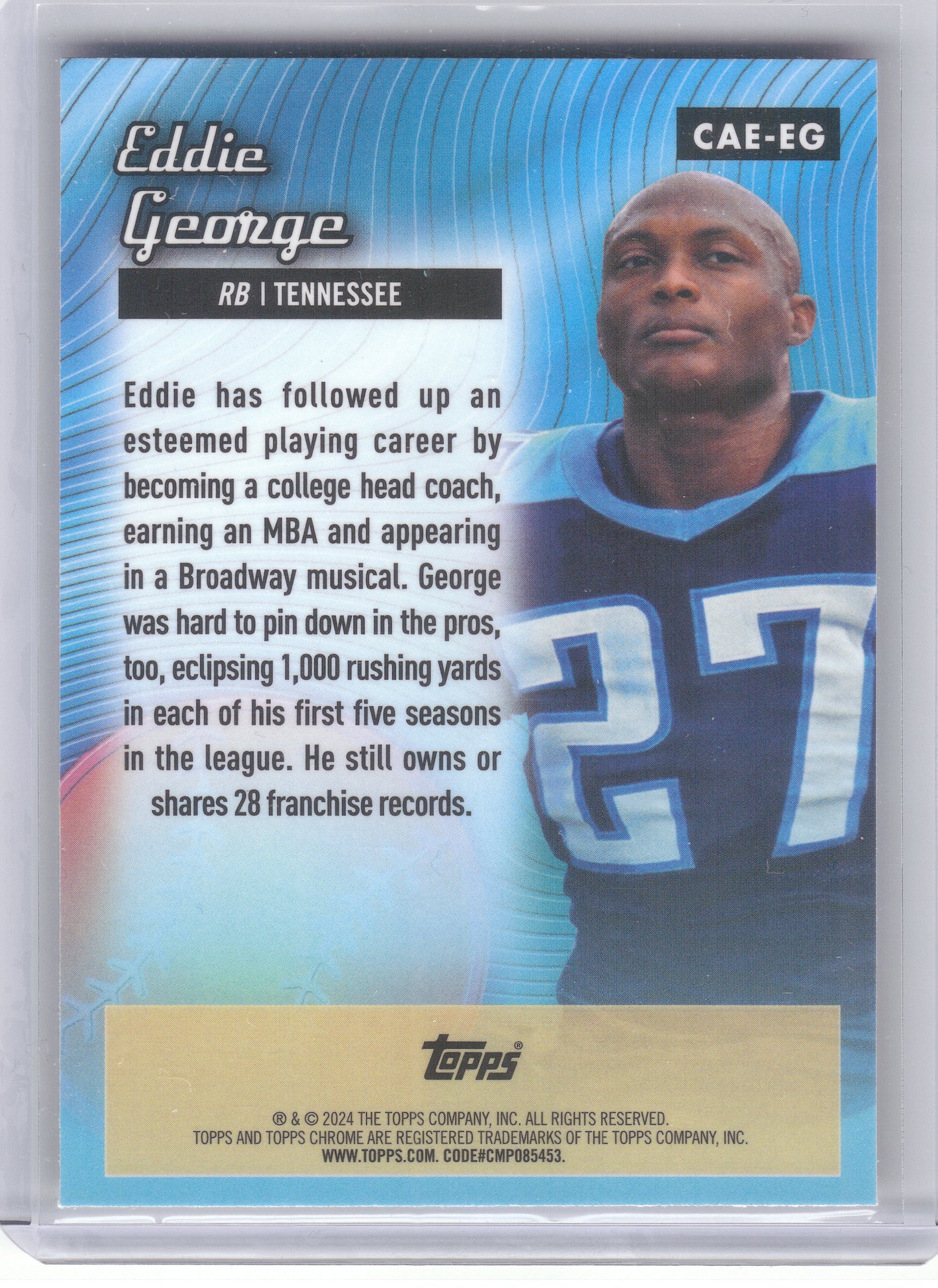 2024 Topps Chrome #CAE-EG Eddie George Chrome All-Etch Tennessee Titans