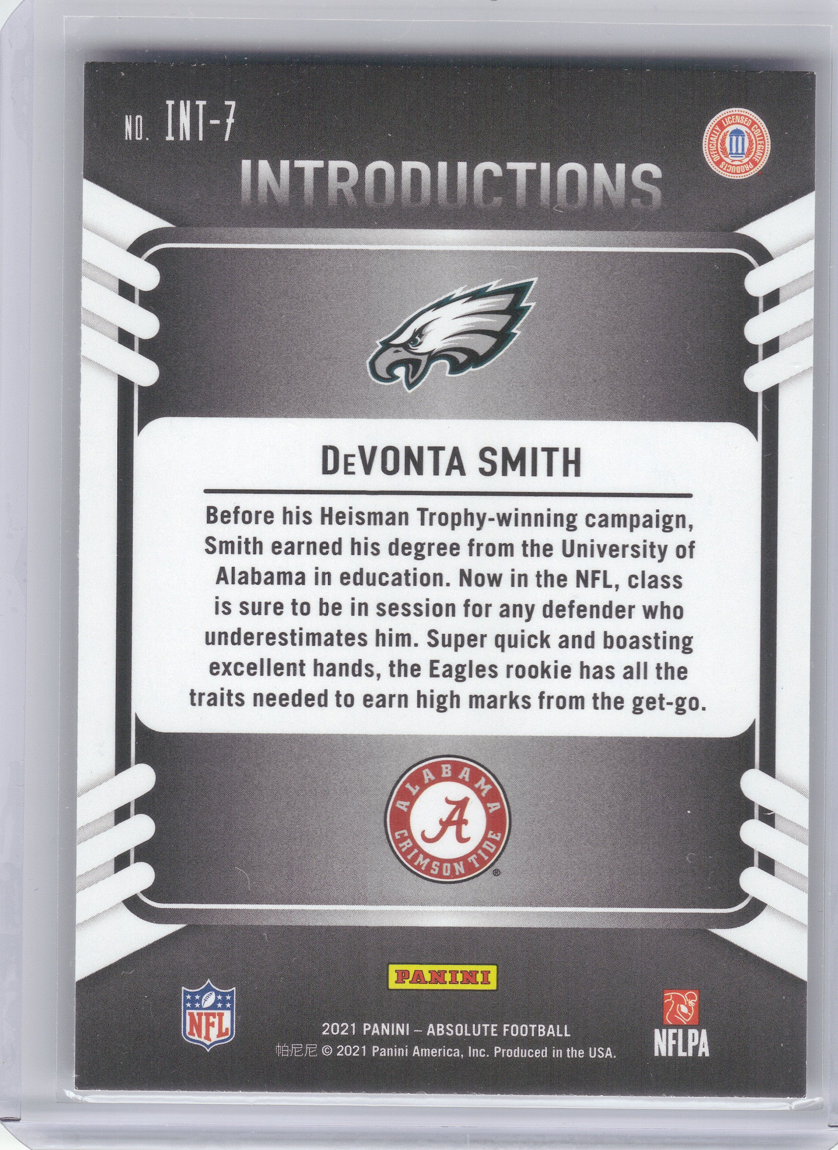 2021 Panini Absolute #INT-7 DeVonta Smith Introductions