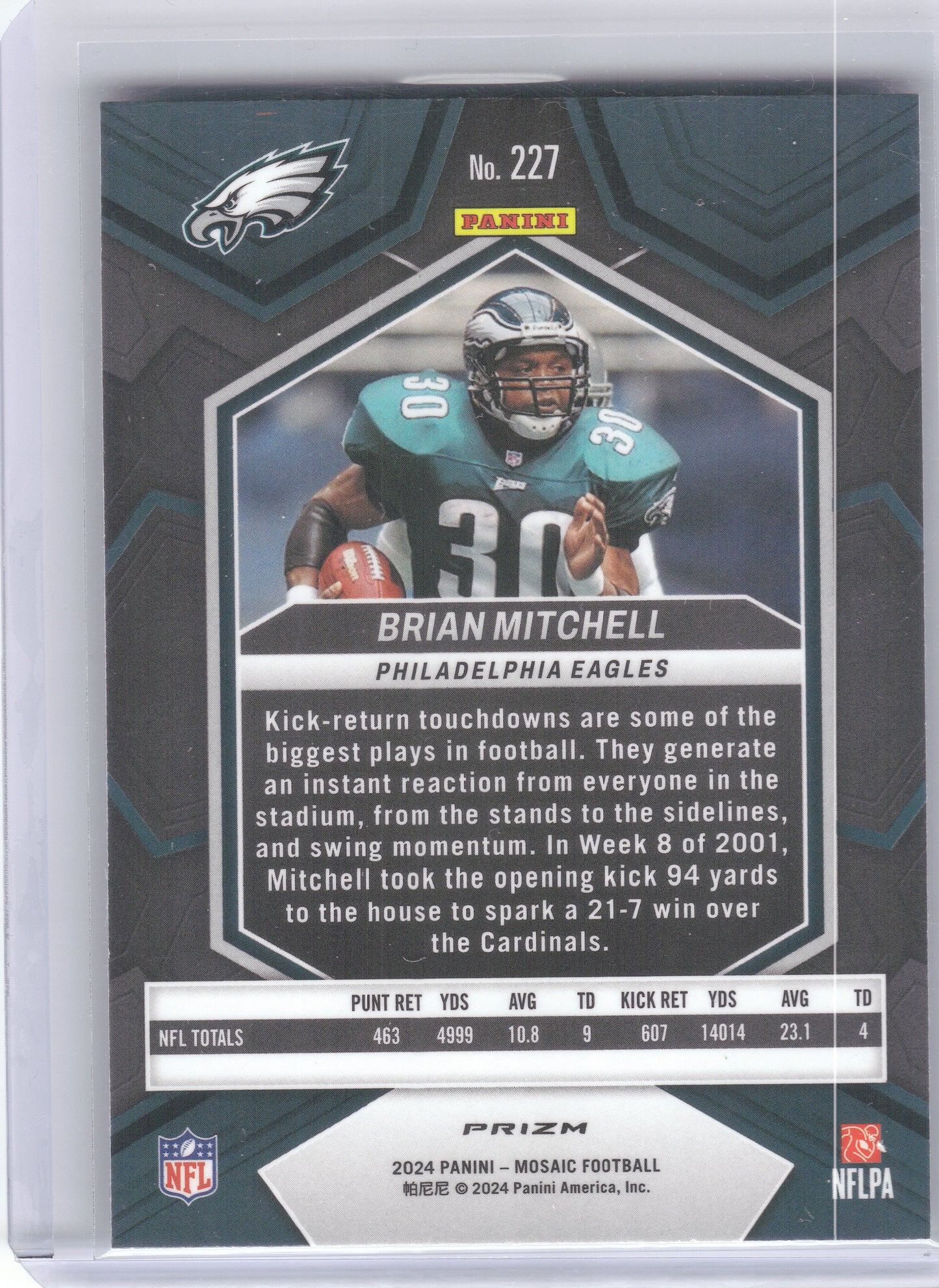 2024 Panini Mosaic #227 Brian Mitchell Mosaic Green Philadelphia Eagles