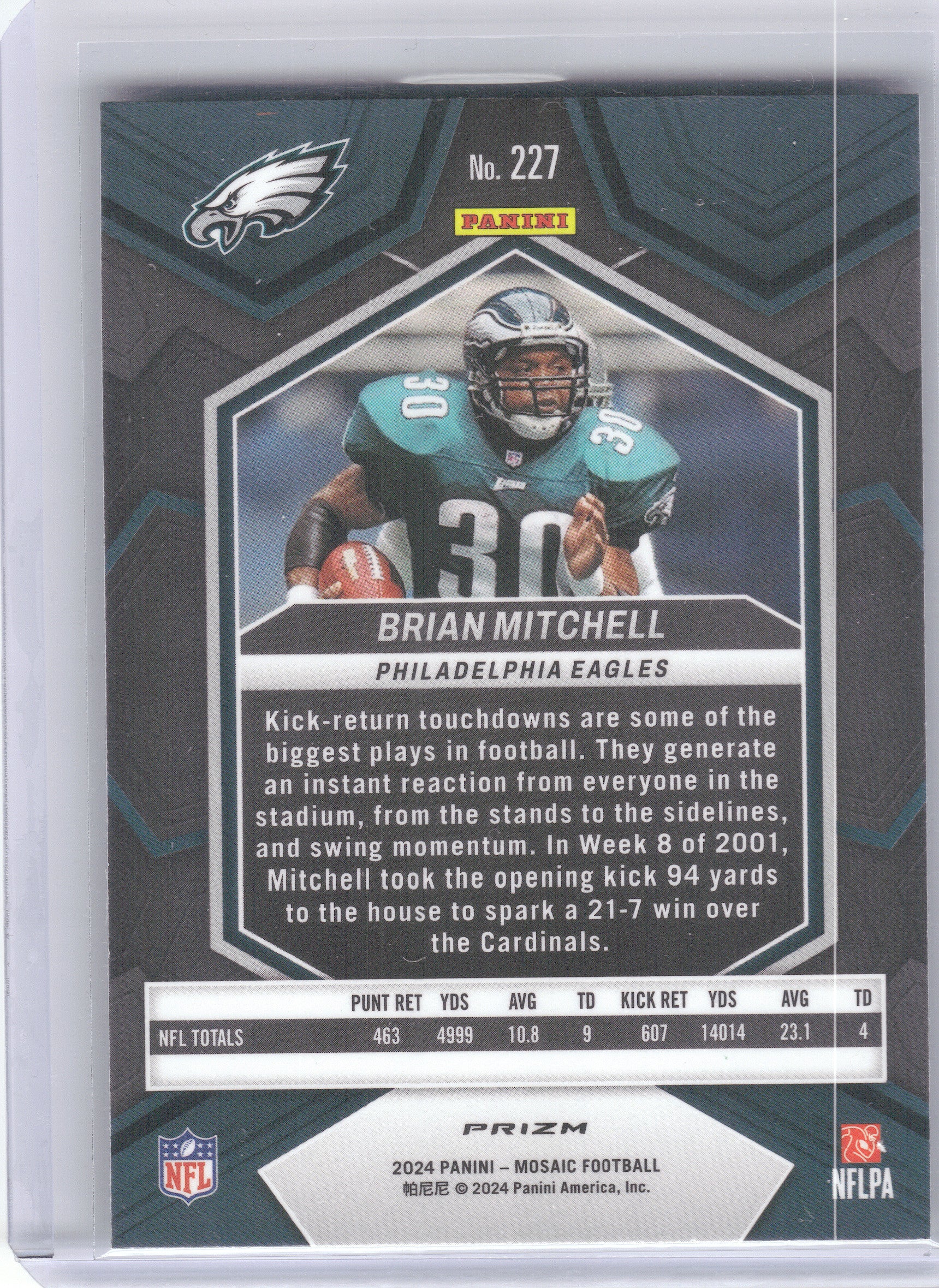 2024 Panini Mosaic #227 Brian Mitchell Mosaic Green Philadelphia Eagles