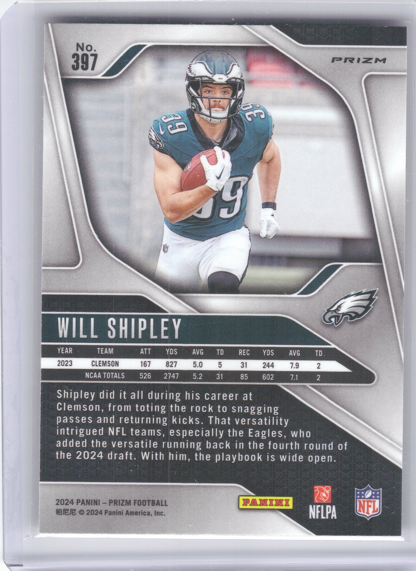 2024 Panini Prizm #397 Will Shipley Orange Disco Prizm Philadelphia Eagles RC