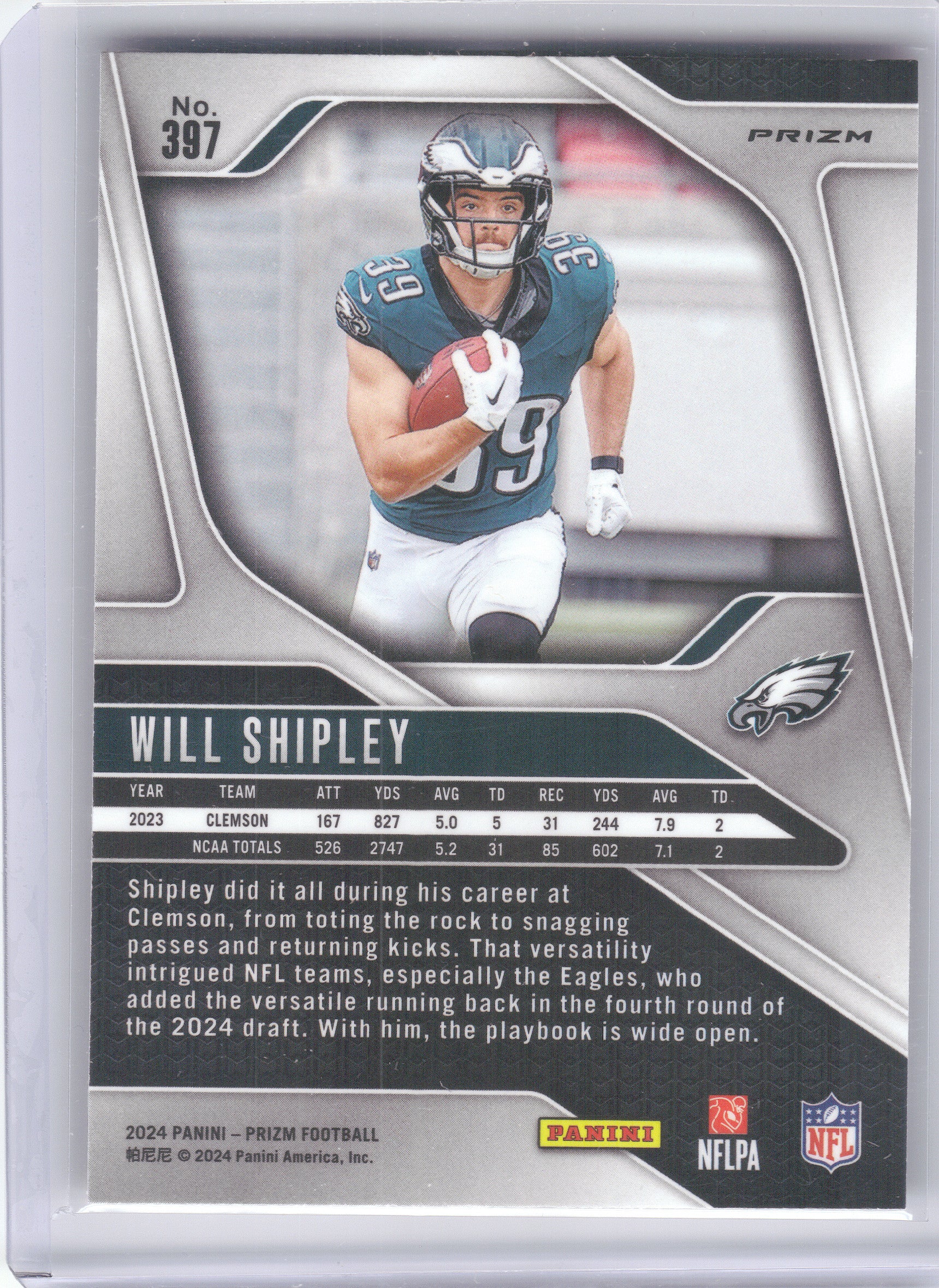 2024 Panini Prizm #397 Will Shipley Orange Disco Prizm Philadelphia Eagles RC