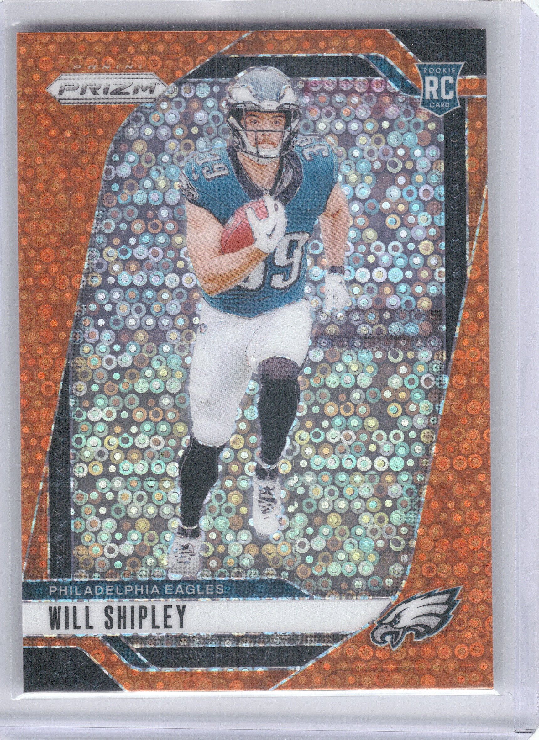 2024 Panini Prizm #397 Will Shipley Orange Disco Prizm Philadelphia Eagles RC