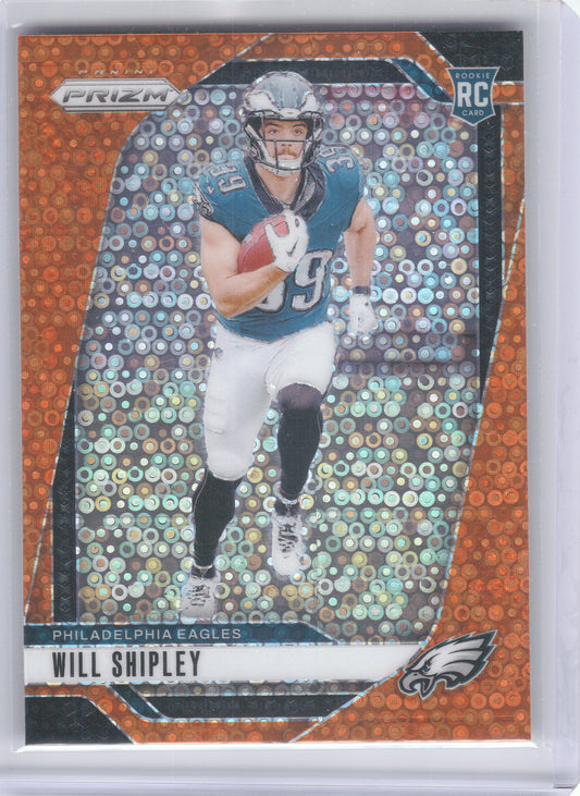 2024 Panini Prizm #397 Will Shipley Orange Disco Prizm Philadelphia Eagles RC