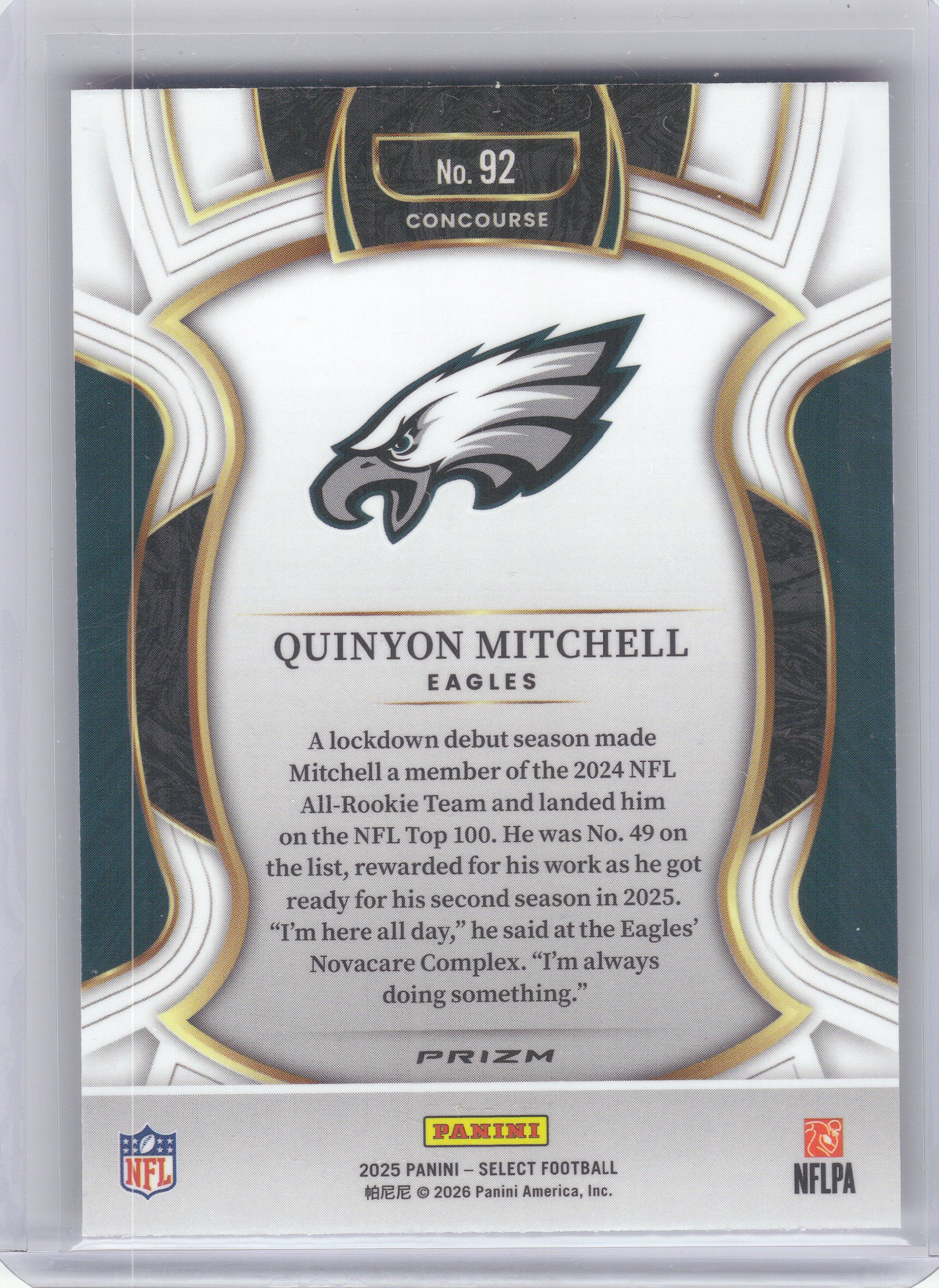 2025 Panini Select #92 Quinyon Mitchell Pink Prizm Shock Philadelphia Eagles