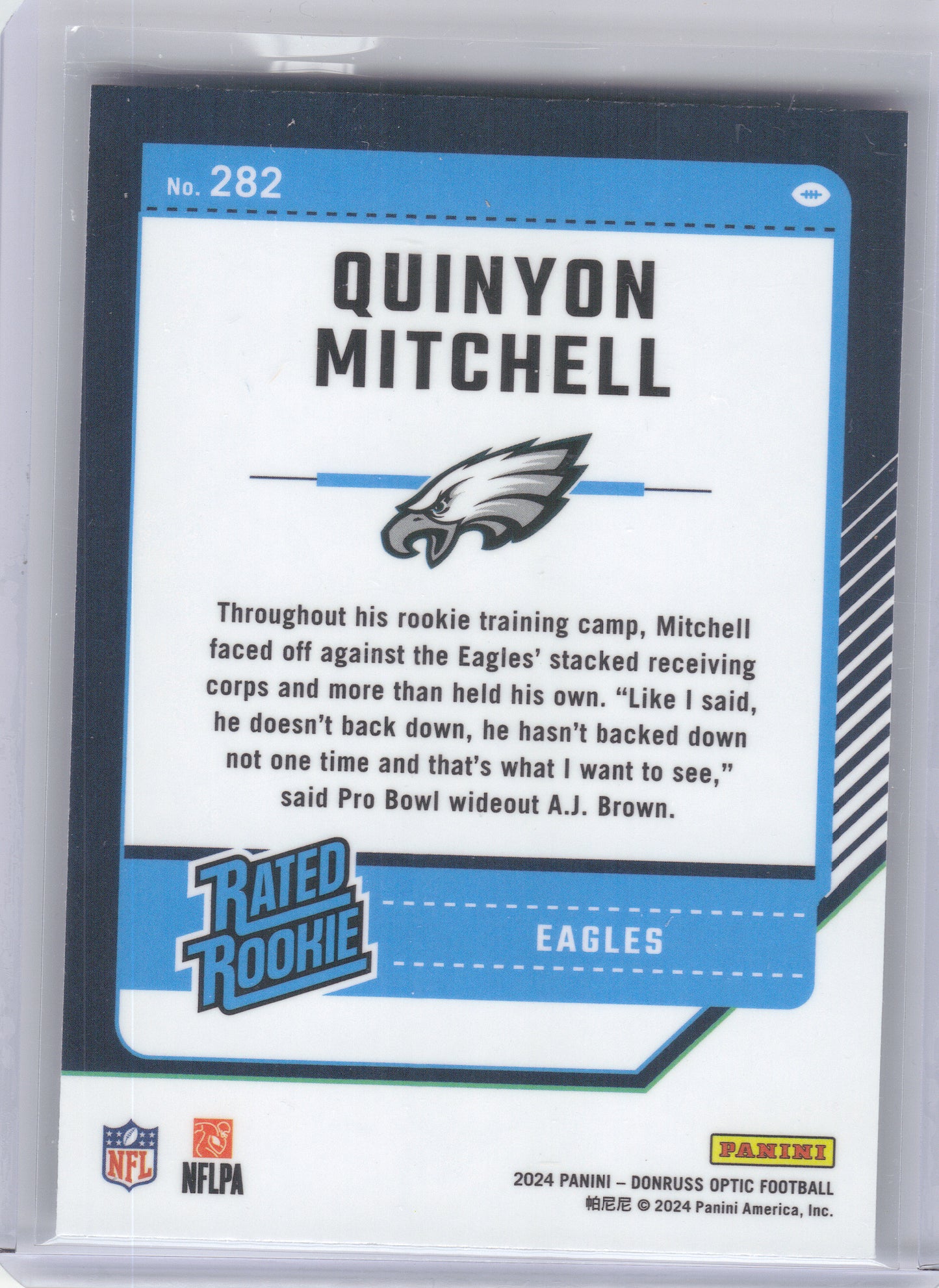 2024 Donruss Optic #282 Quinyon Mitchell Philadelphia Eagles RC