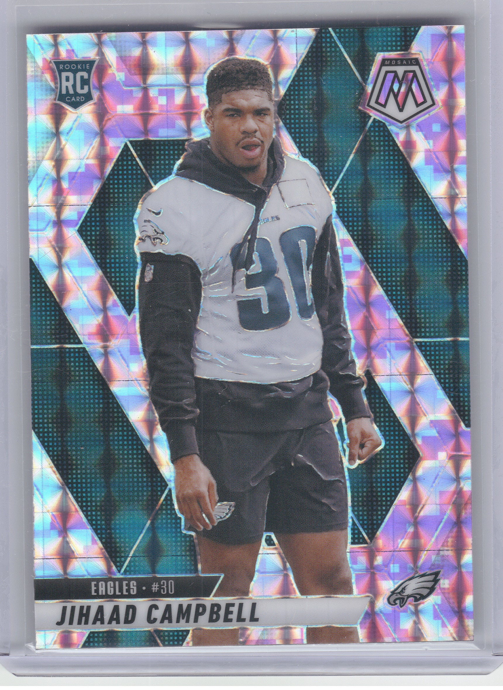 2025 Panini Mosaic #341 Jihaad Campbell Mosaic Reactive Purple Philadelphia Eagles RC
