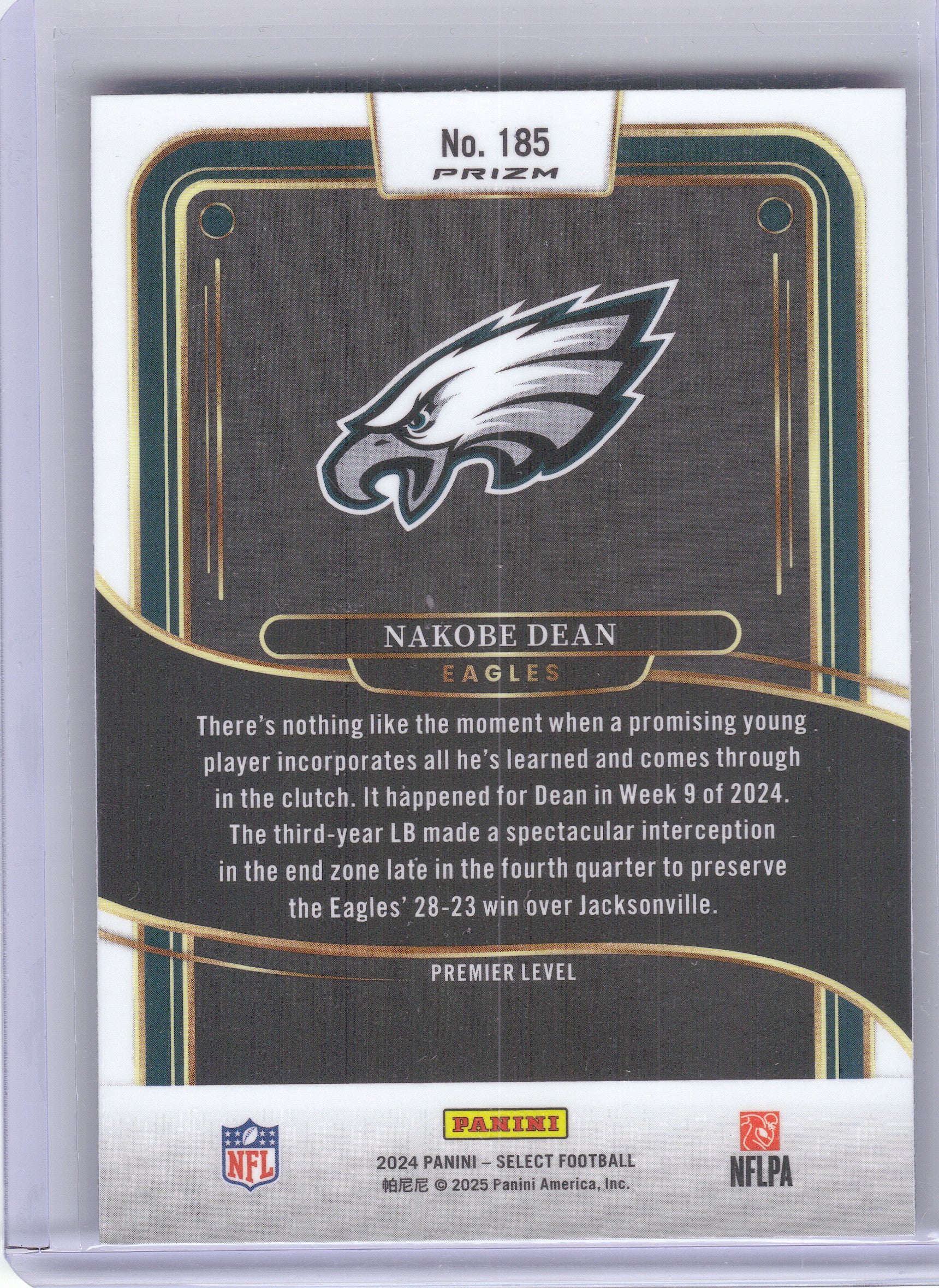 2024 Panini Select #185 Nakobe Dean Red & Blue Prizm Shock Philadelphia Eagles