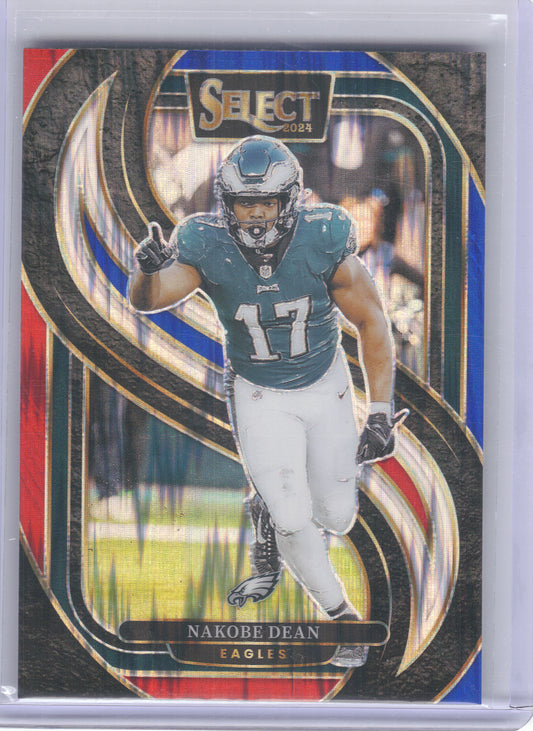 2024 Panini Select #185 Nakobe Dean Red & Blue Prizm Shock Philadelphia Eagles