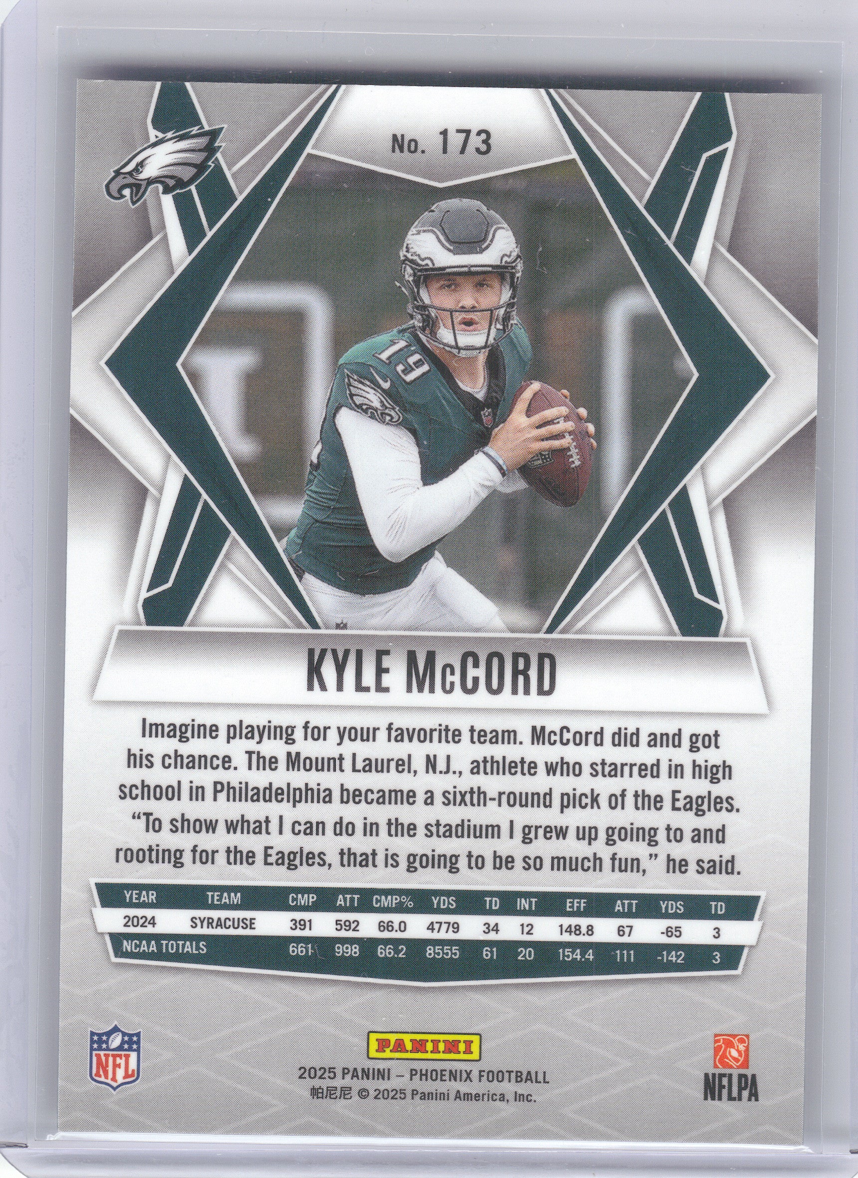 2025 Panini Phoenix #173 Kyle McCord Philadelphia Eagles RC