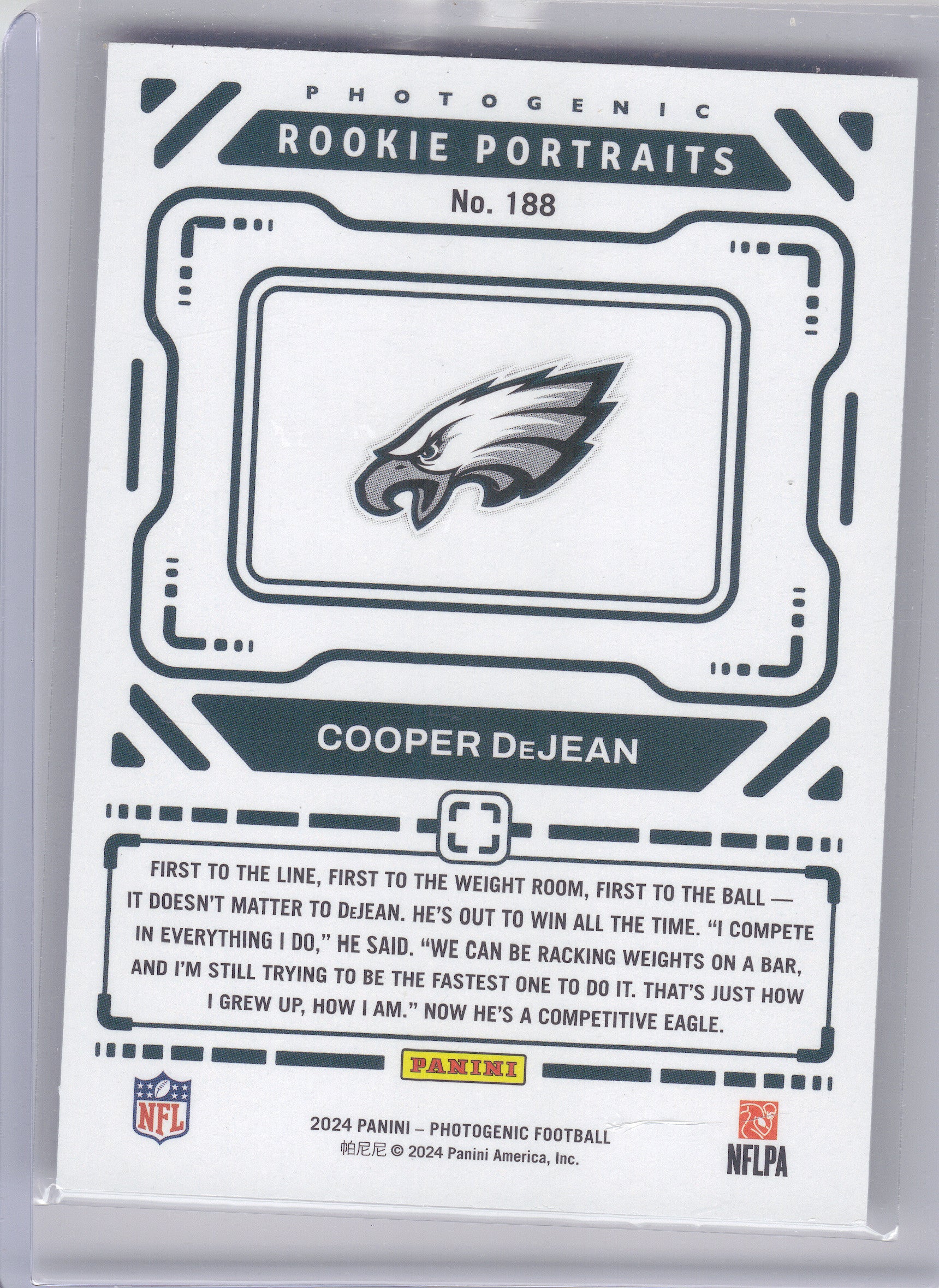 2024 Panini Photogenic #188 Cooper DeJean Philadelphia Eagles RC