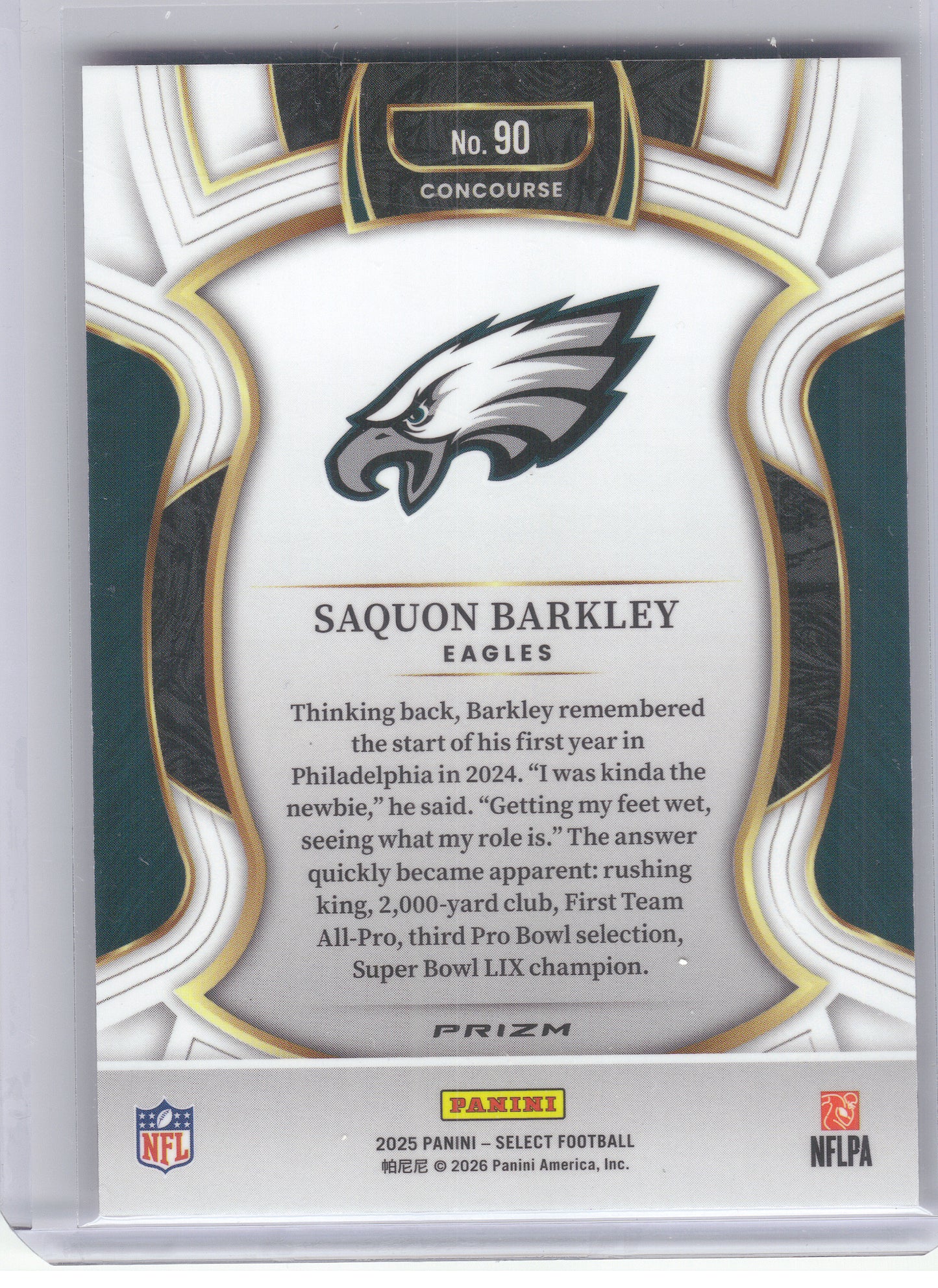2025 Panini Select #90 Saquon Barkley Pink Prizm Shock Philadelphia Eagles
