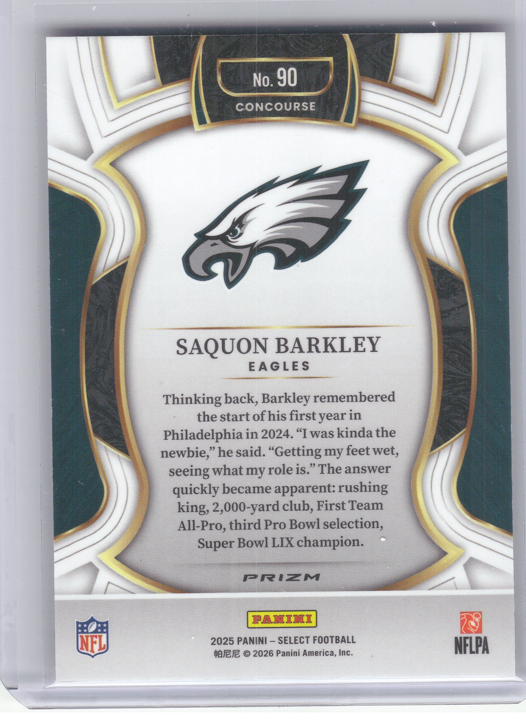 2025 Panini Select #90 Saquon Barkley Pink Prizm Shock Philadelphia Eagles