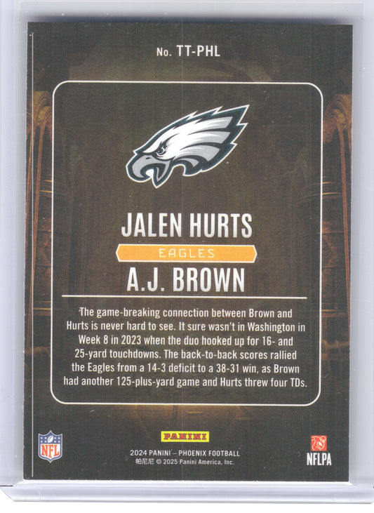 2024 Panini Phoenix #TT-PHL A.J. Brown / Jalen Hurts Treasured Tandems Philadelphia Eagles