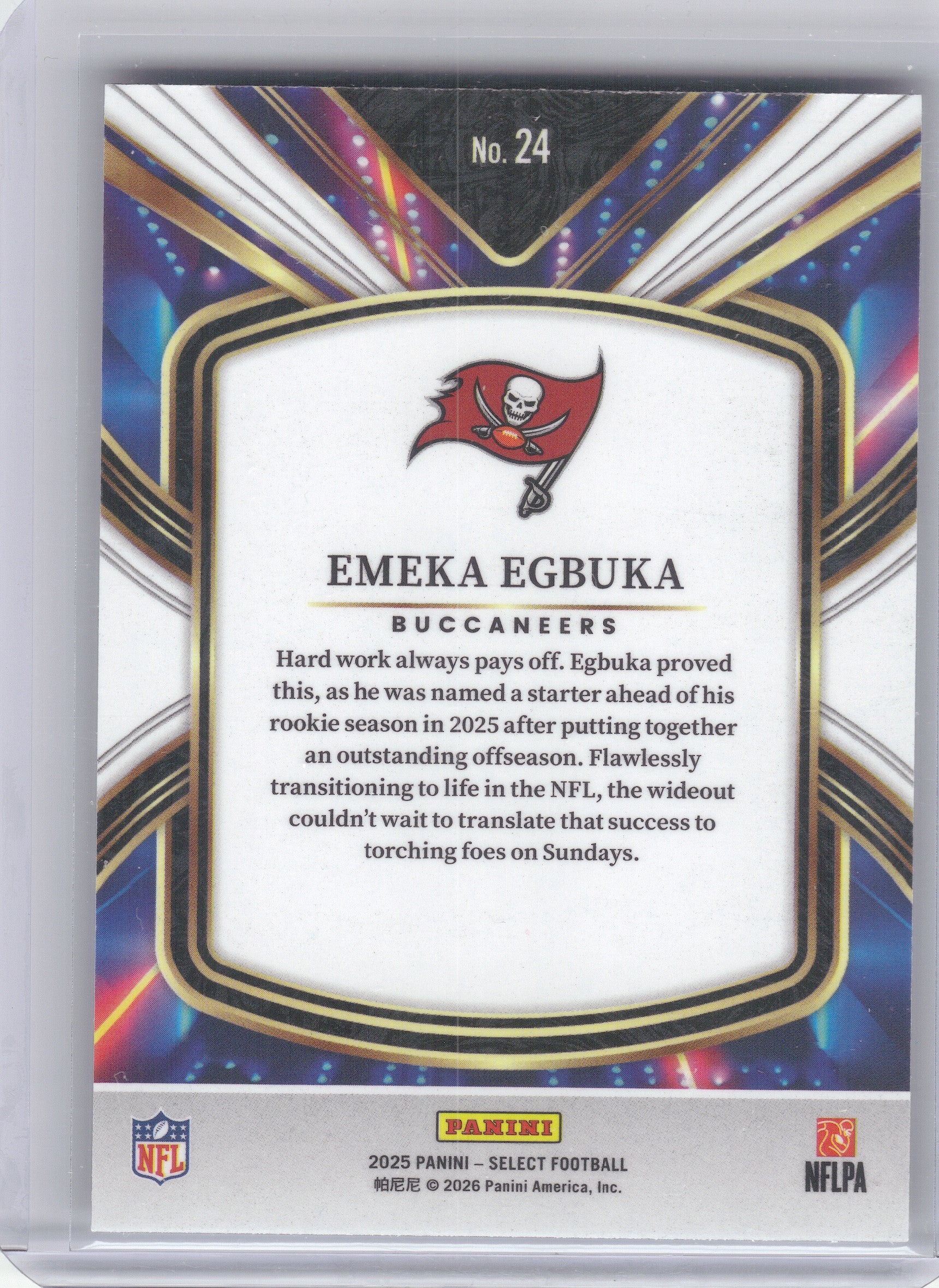 2025 Panini Select #24 Emeka Egbuka Select Future Tampa Bay Buccaneers