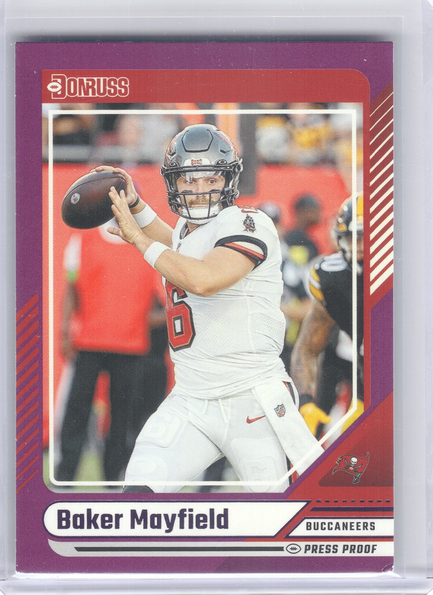 2024 Donruss #80 Baker Mayfield Press Proof Purple Tampa Bay Buccaneers