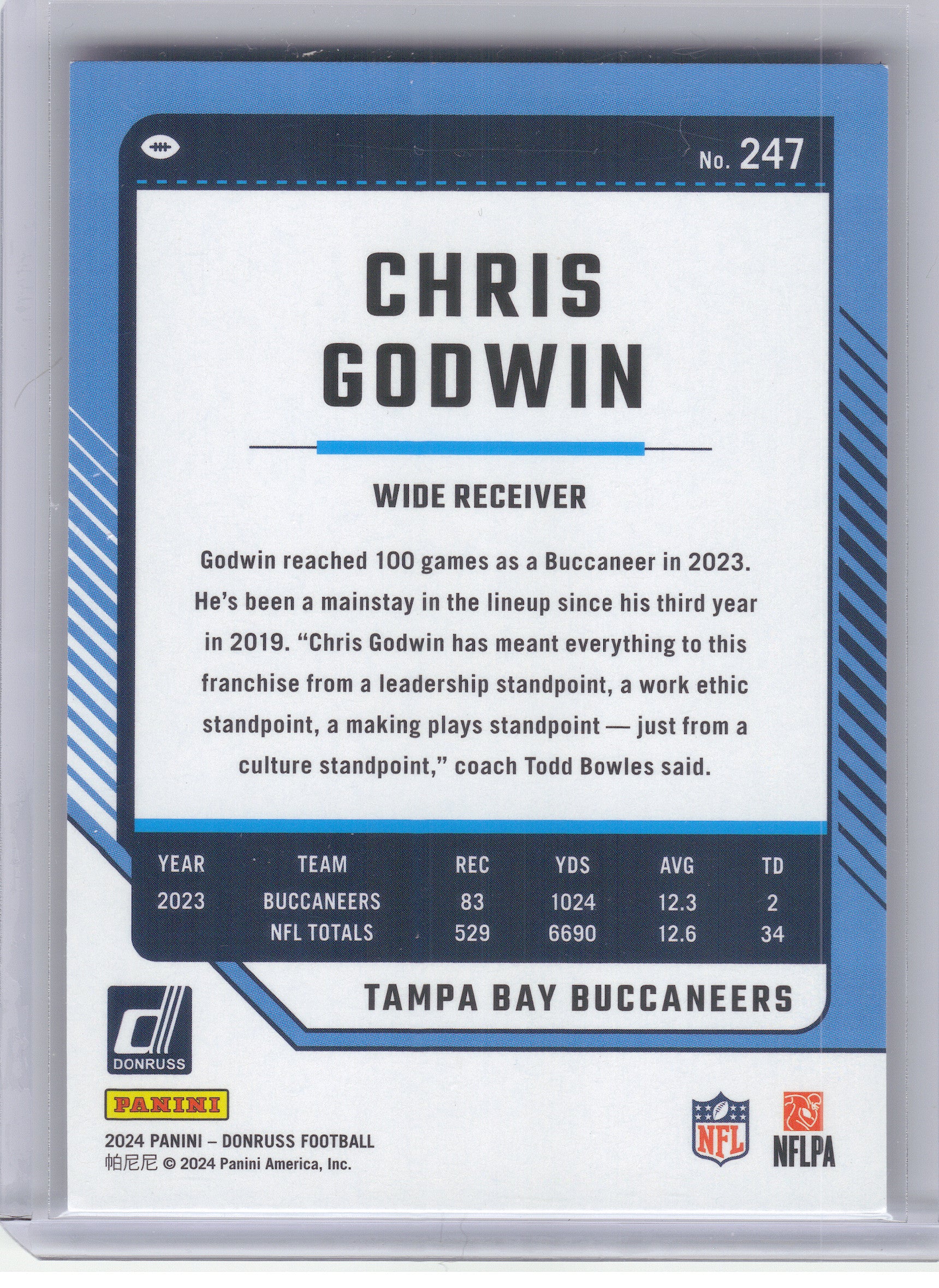 2024 Donruss #247 Chris Godwin Press Proof Purple Tampa Bay Buccaneers