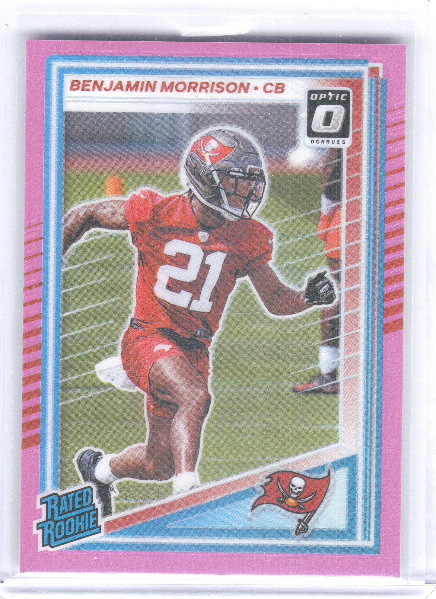 2025 Donruss #361 Benjamin Morrison Optic Rated Rookies Preview Pink Tampa Bay Buccaneers RC