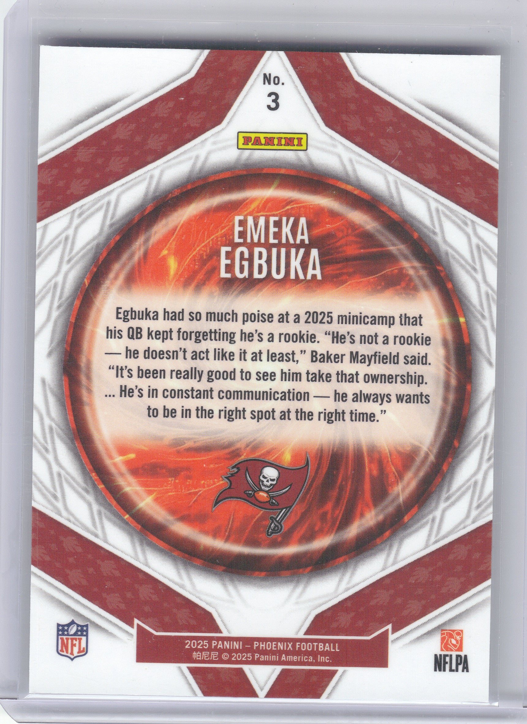 2025 Panini Phoenix #3 Emeka Egbuka Paragon Silver Winter Prizm #/199 Tampa Bay Buccaneers SN