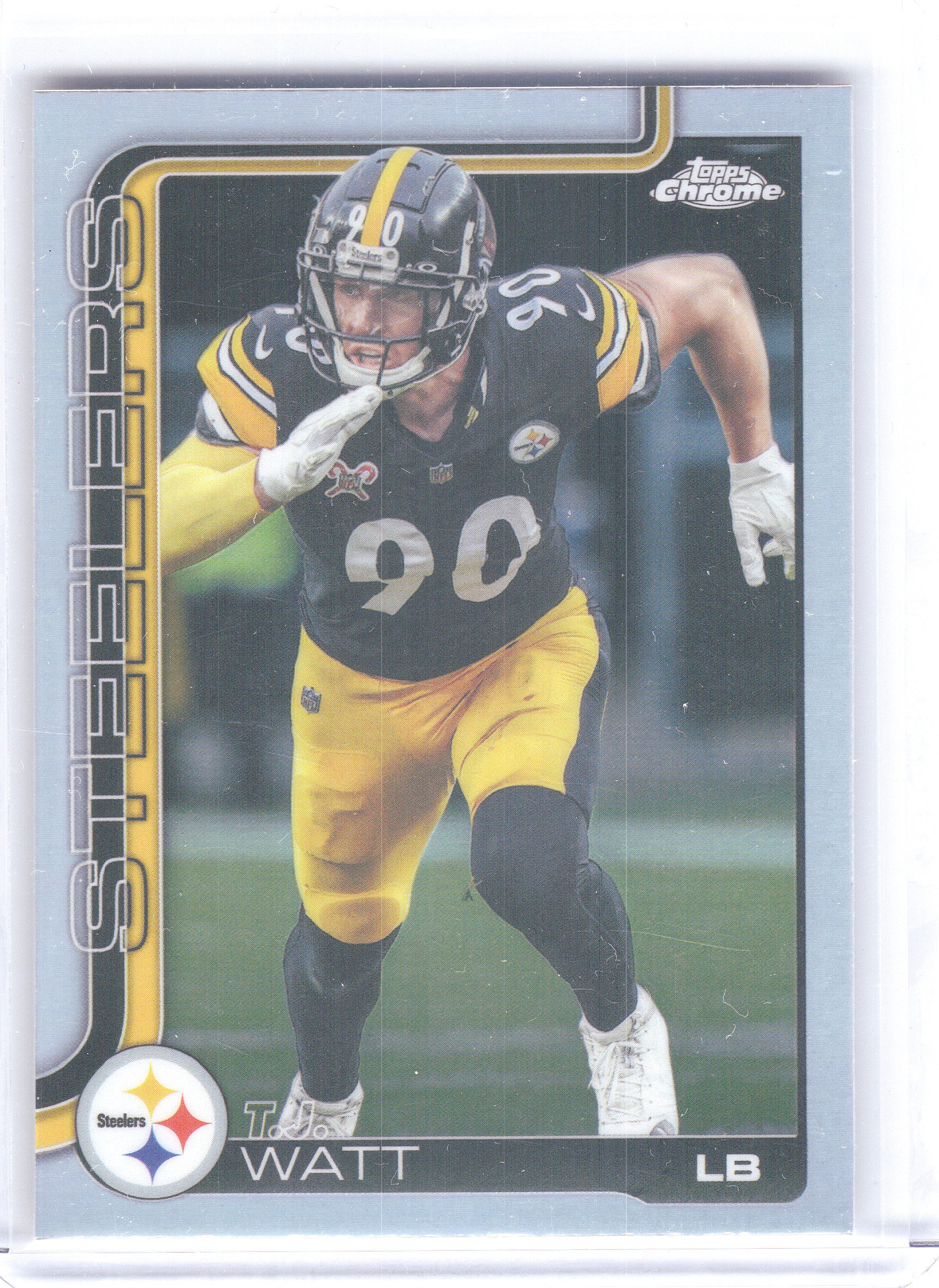 2025 Topps Chrome #258 T.J. Watt Ray Wave Refractor Pittsburgh Steelers