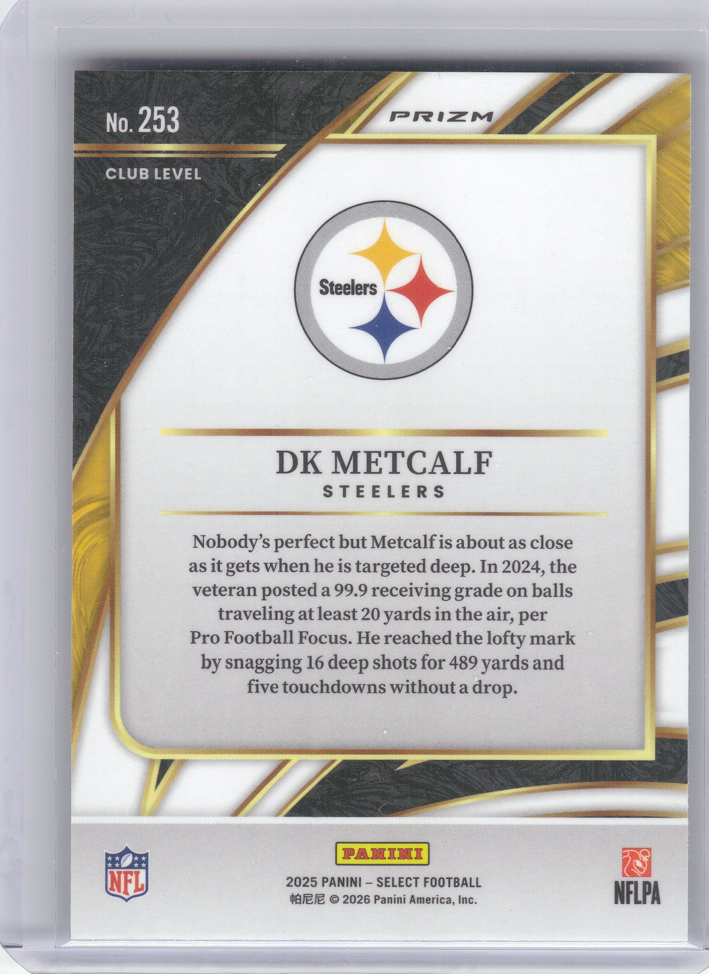 2025 Panini Select #253 DK Metcalf Pink Prizm Shock Pittsburgh Steelers