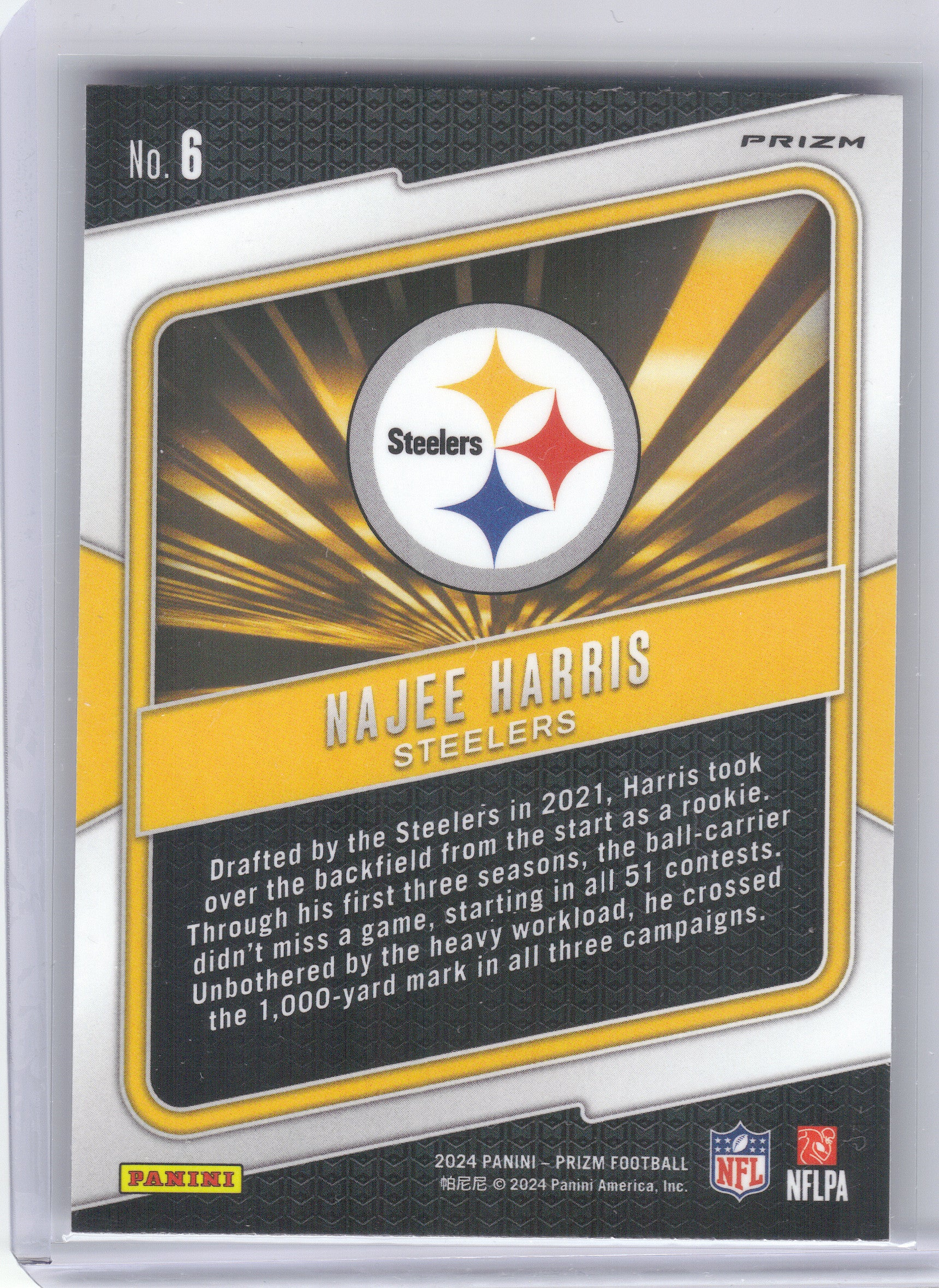 2024 Panini Prizm #6 Najee Harris Hype Green Prizm Pittsburgh Steelers