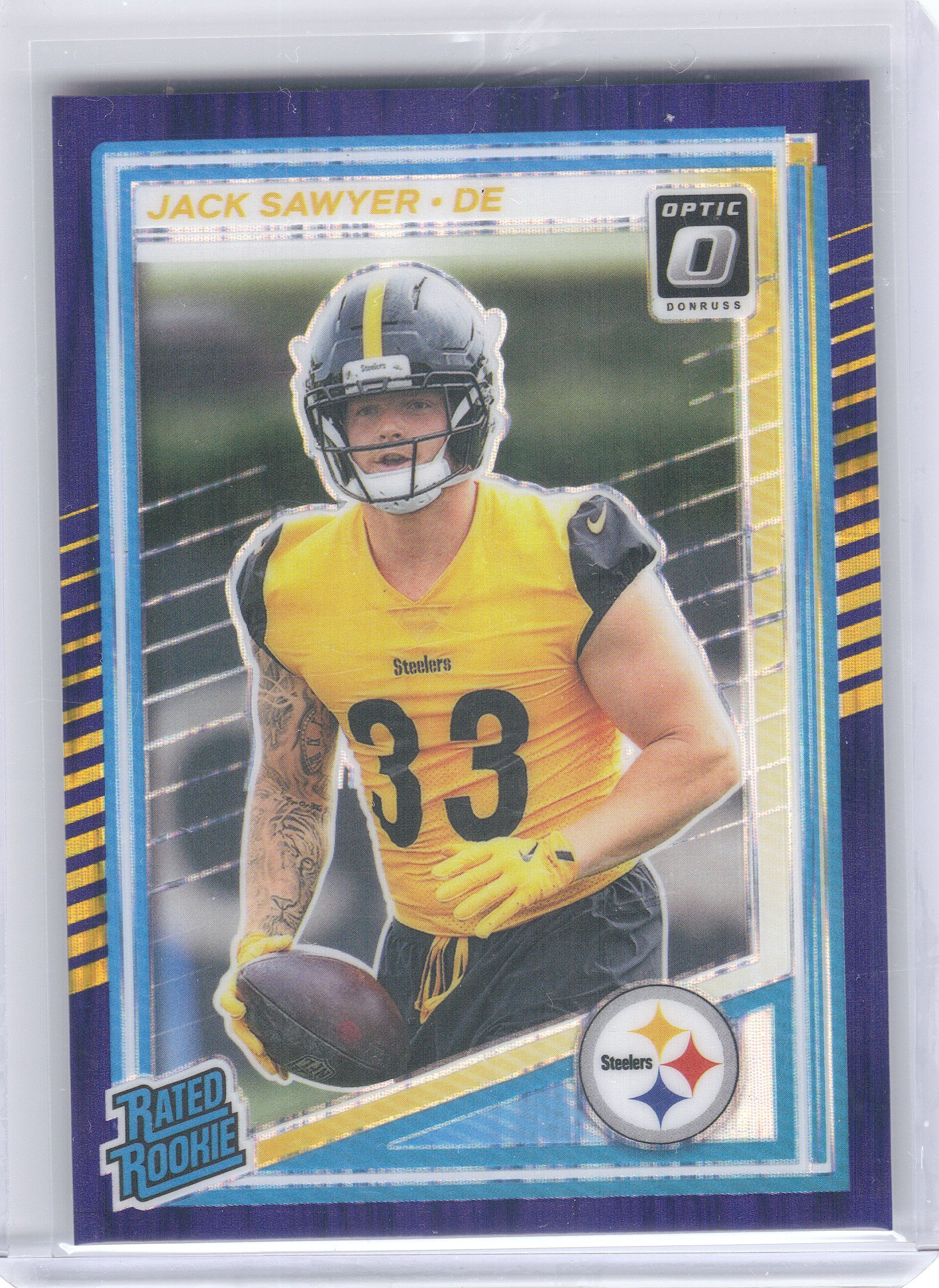2025 Donruss Optic #220 Jack Sawyer Purple Shock Pittsburgh Steelers RC