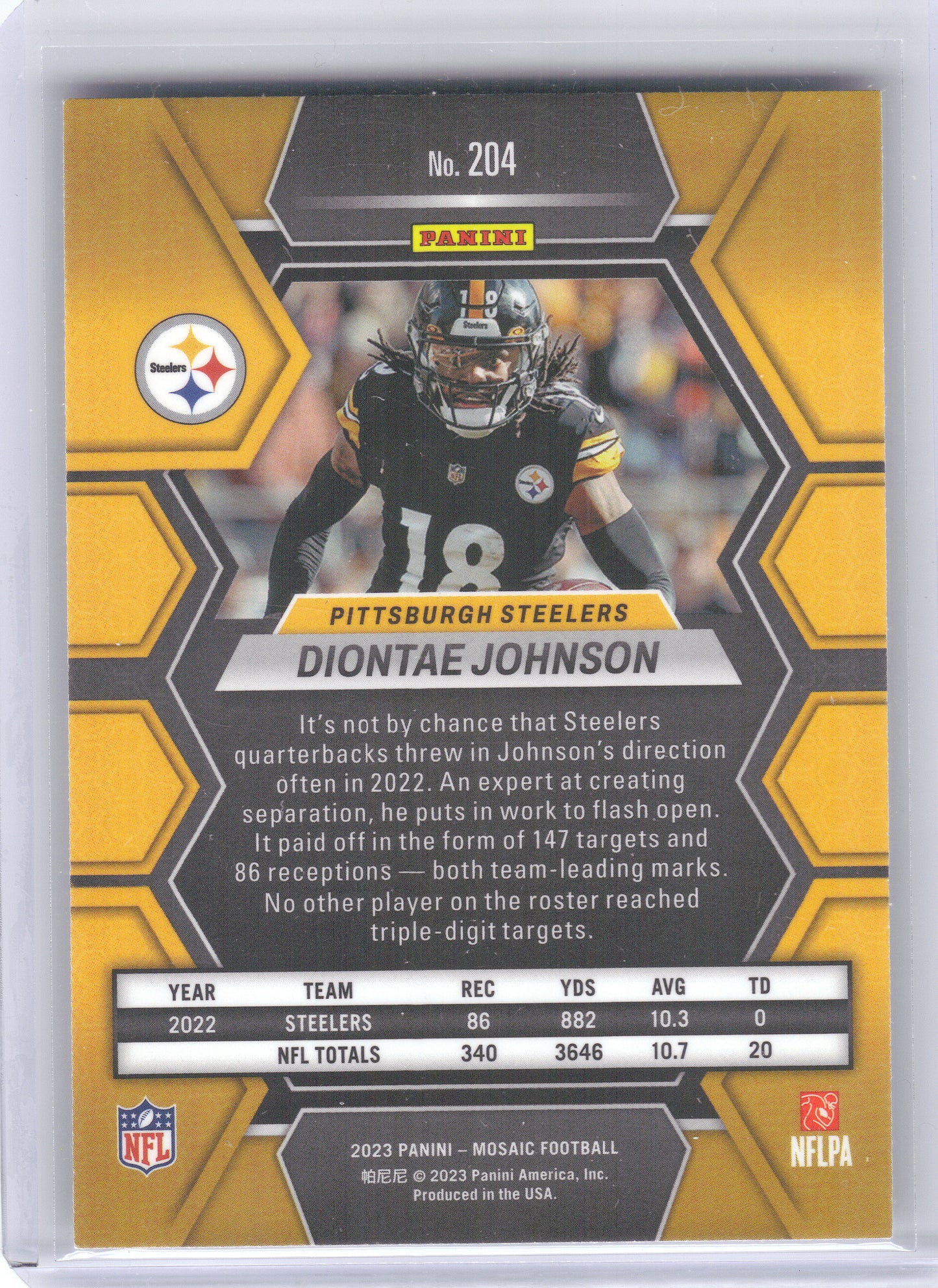2023 Panini Mosaic #204 Diontae Johnson Pittsburgh Steelers