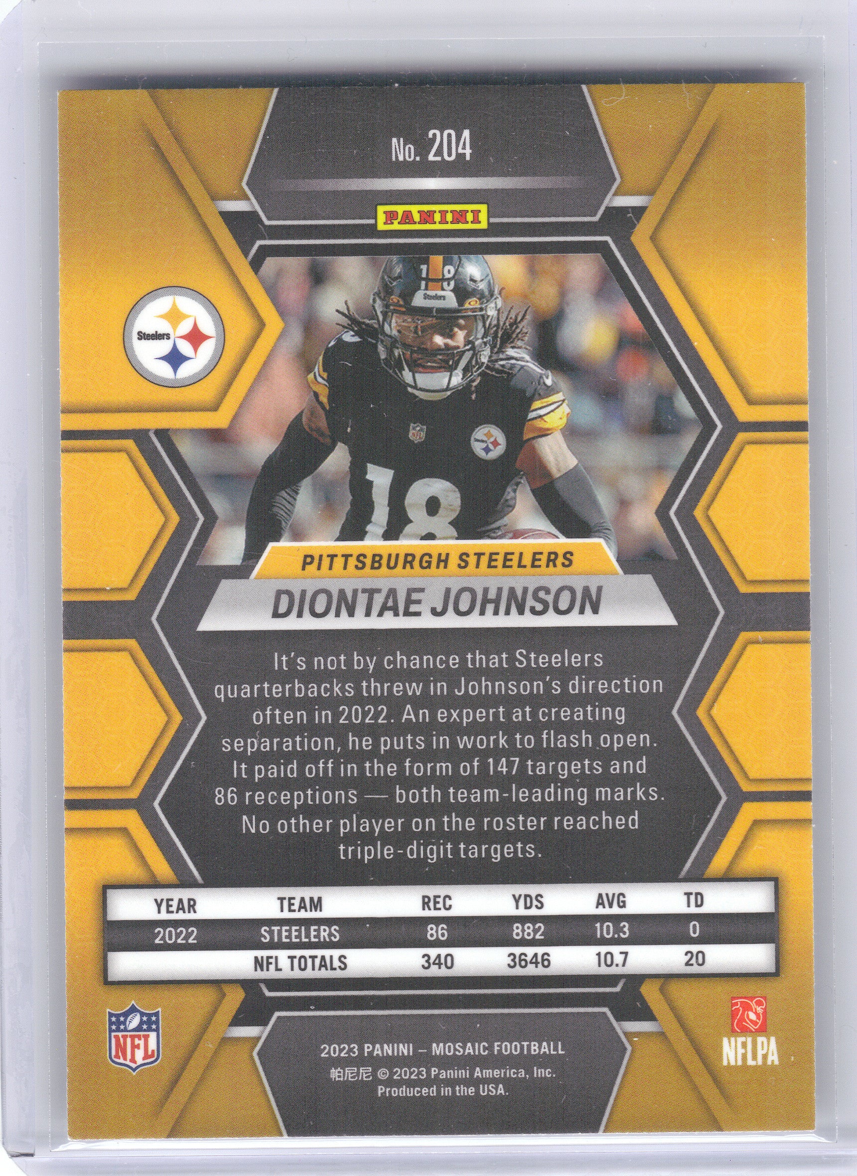 2023 Panini Mosaic #204 Diontae Johnson Pittsburgh Steelers
