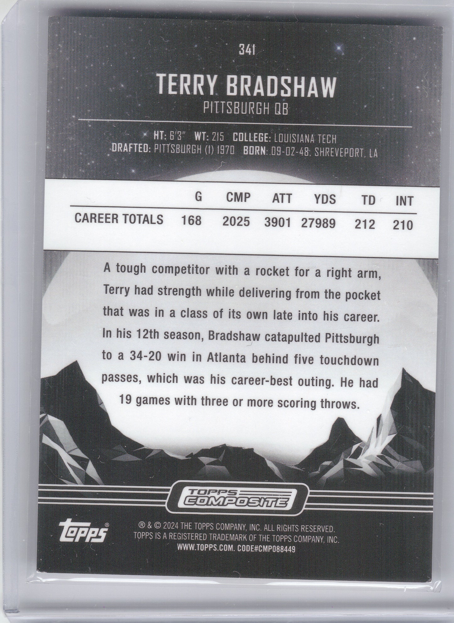 2023 Topps Composite #341 Terry Bradshaw Pittsburgh Steelers