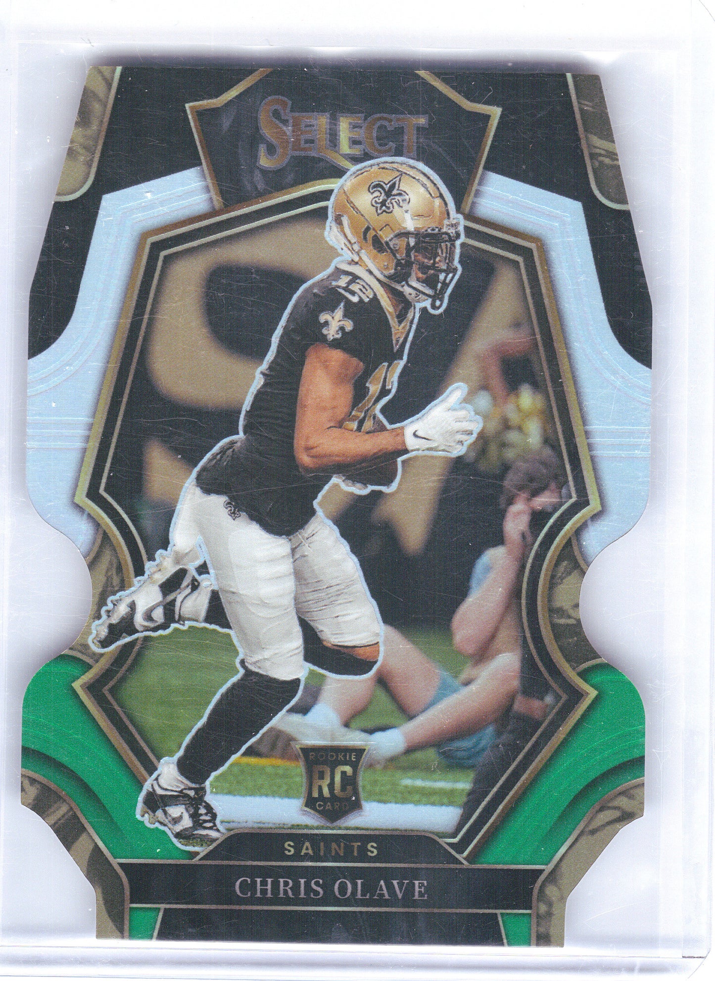2022 Panini Select #170 Chris Olave Black and Green Prizm Die Cut New Orleans Saints RC