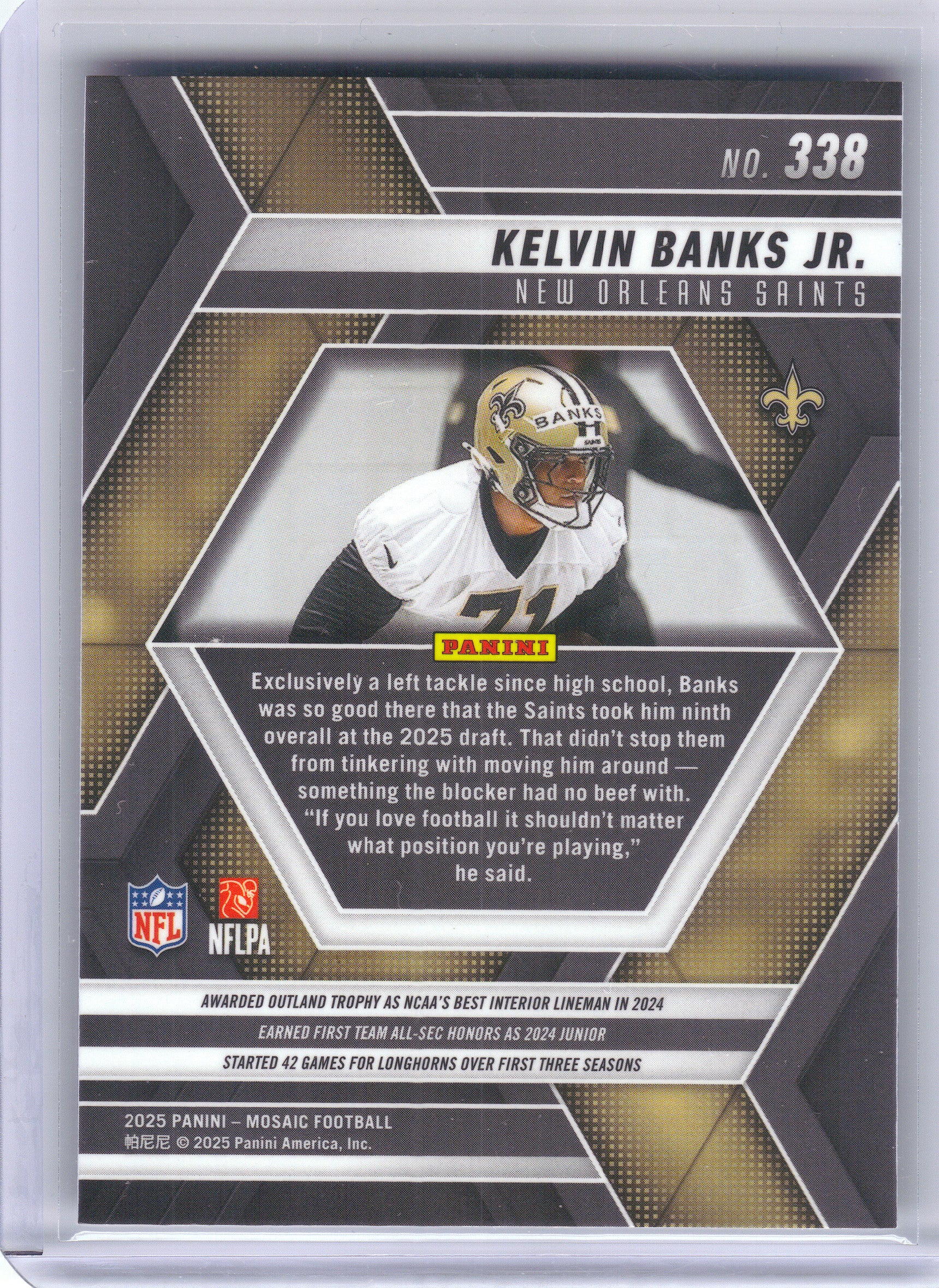 2025 Panini Mosaic #338 Kelvin Banks Jr. New Orleans Saints RC
