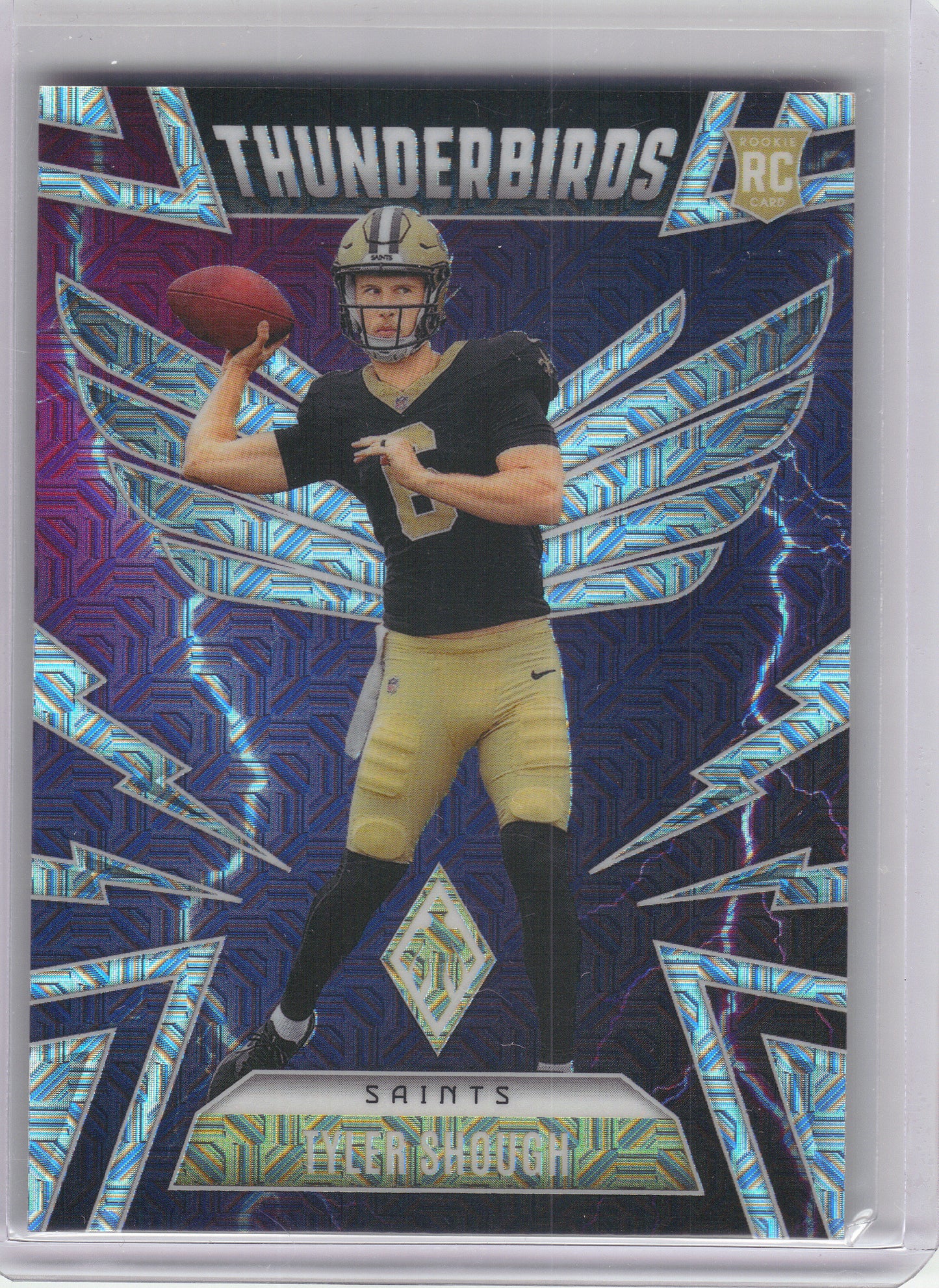 2025 Panini Phoenix #37 Tyler Shough Thunderbirds Silver Mojo Prizm #/75 New Orleans Saints SN