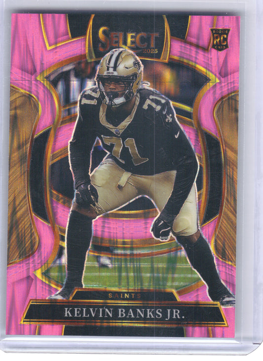 2025 Panini Select #42 Kelvin Banks Jr. Pink Prizm Shock New Orleans Saints
