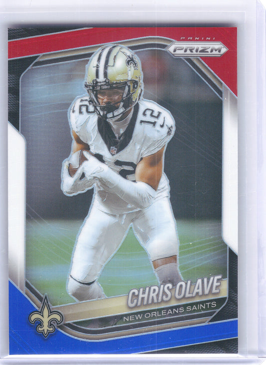 2025 Panini Prizm #192 Chris Olave Red White and Blue New Orleans Saints