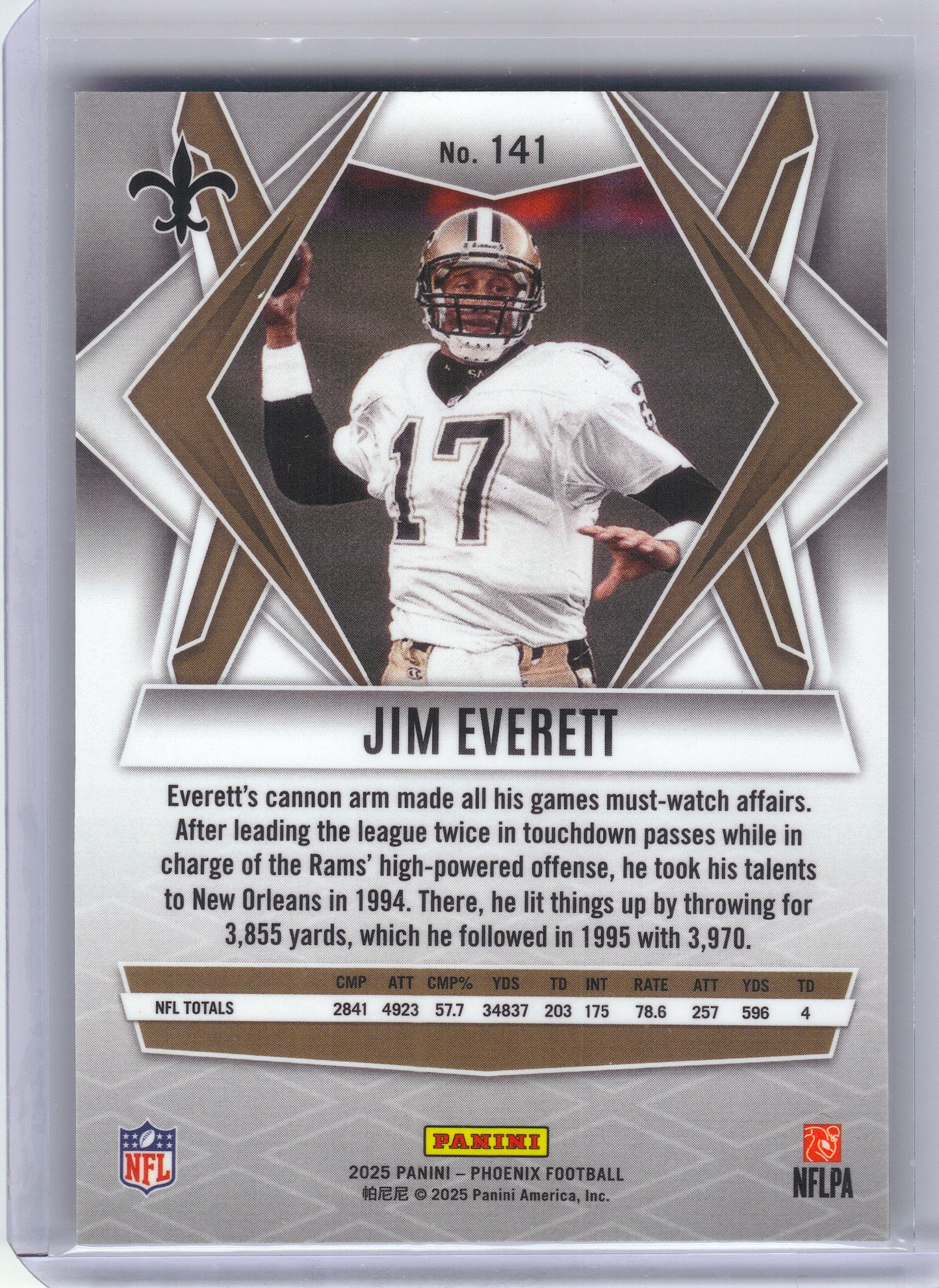 2025 Panini Phoenix #141 Jim Everett Silver Mojo Prizm New Orleans Saints