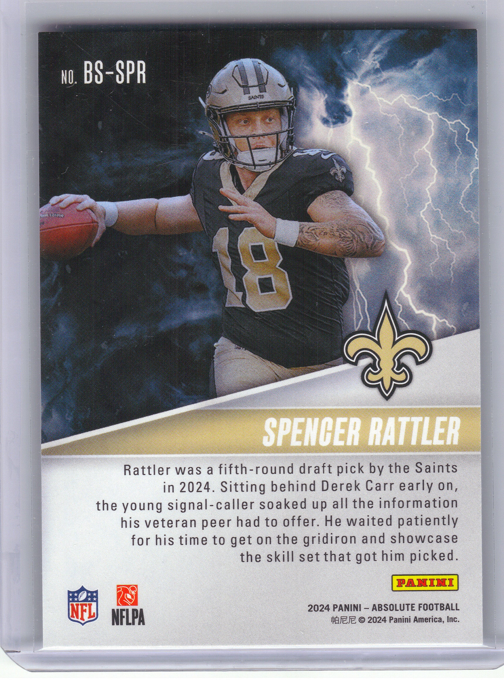 2024 Panini Absolute #BS-SPR Spencer Rattler By Storm New Orleans Saints