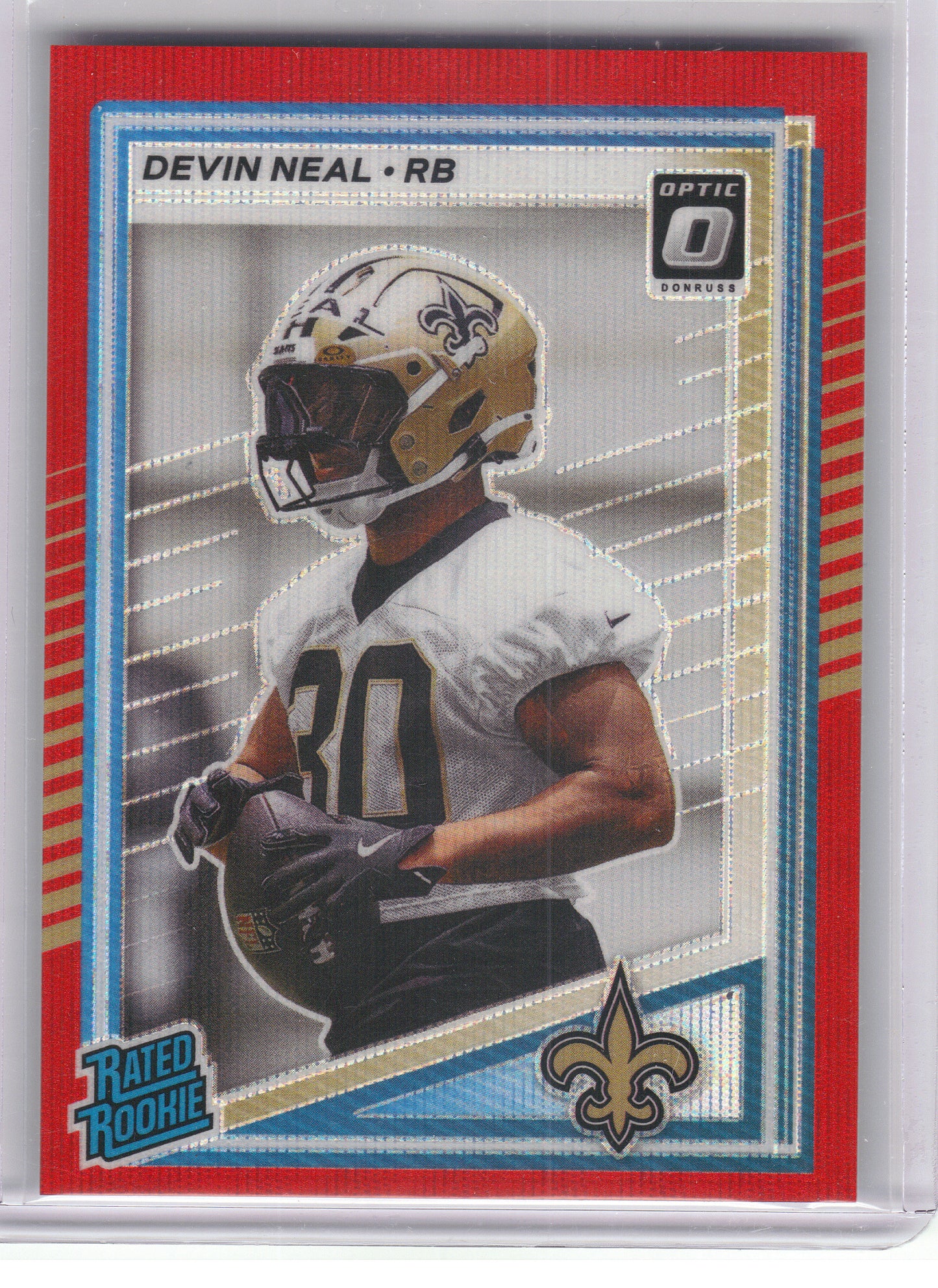 2025 Donruss #359 Devin Neal Optic Rated Rookies Preview Red Wave New Orleans Saints RC