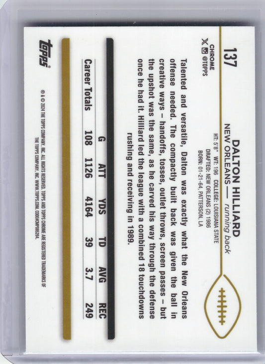 2024 Topps Chrome #137 Dalton Hilliard Purple Refractor #/275 New Orleans Saints SN