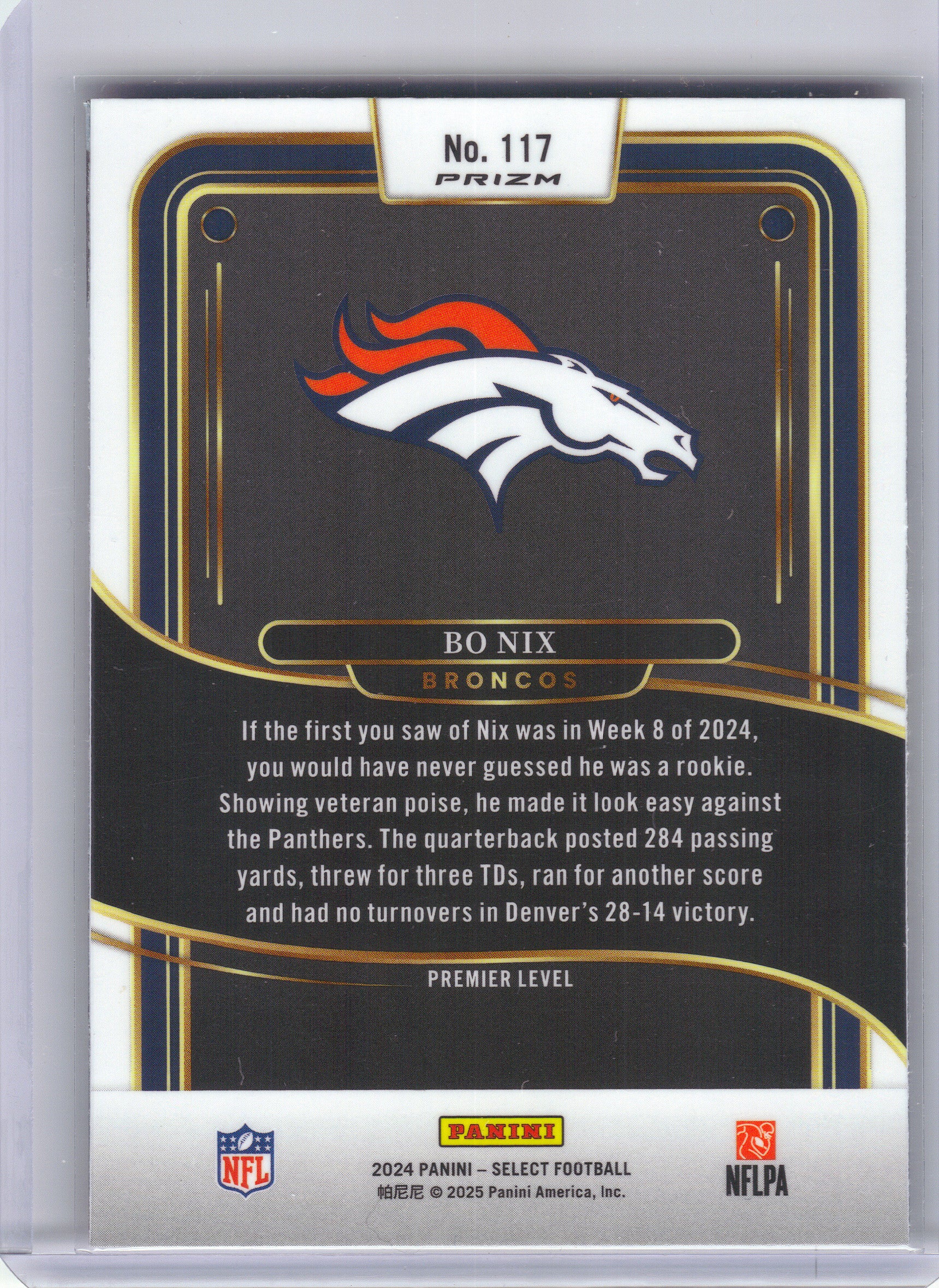 2024 Panini Select #117 Bo Nix Red & Yellow Prizm Shock Denver Broncos RC